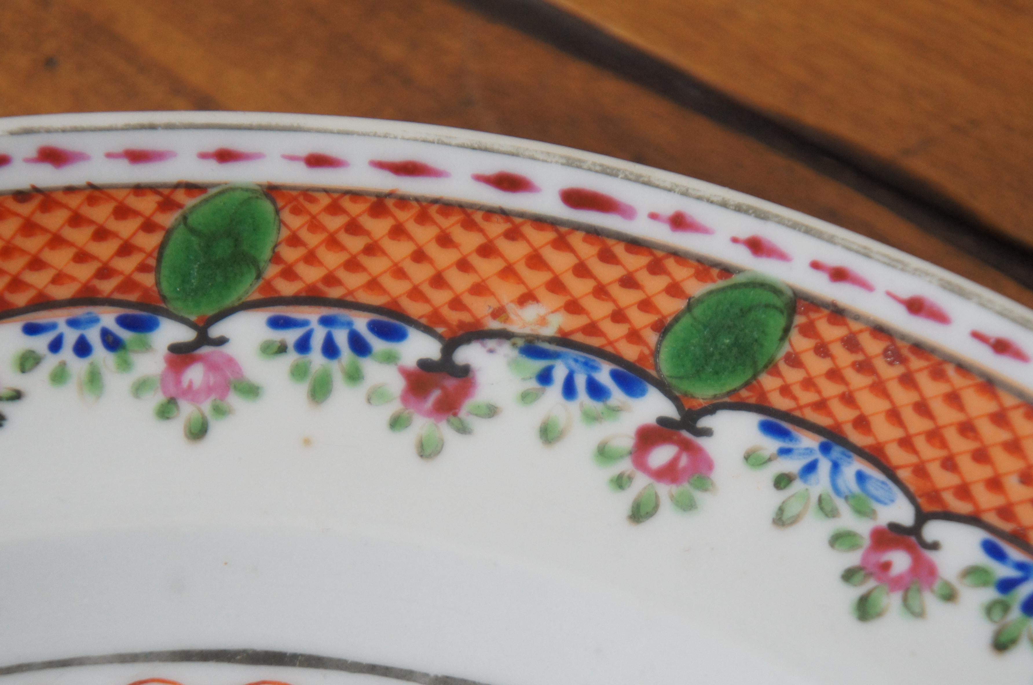 2 Antique 18th Century Chinese Export Qianlong Famille Dinner Charger Plates For Sale 7