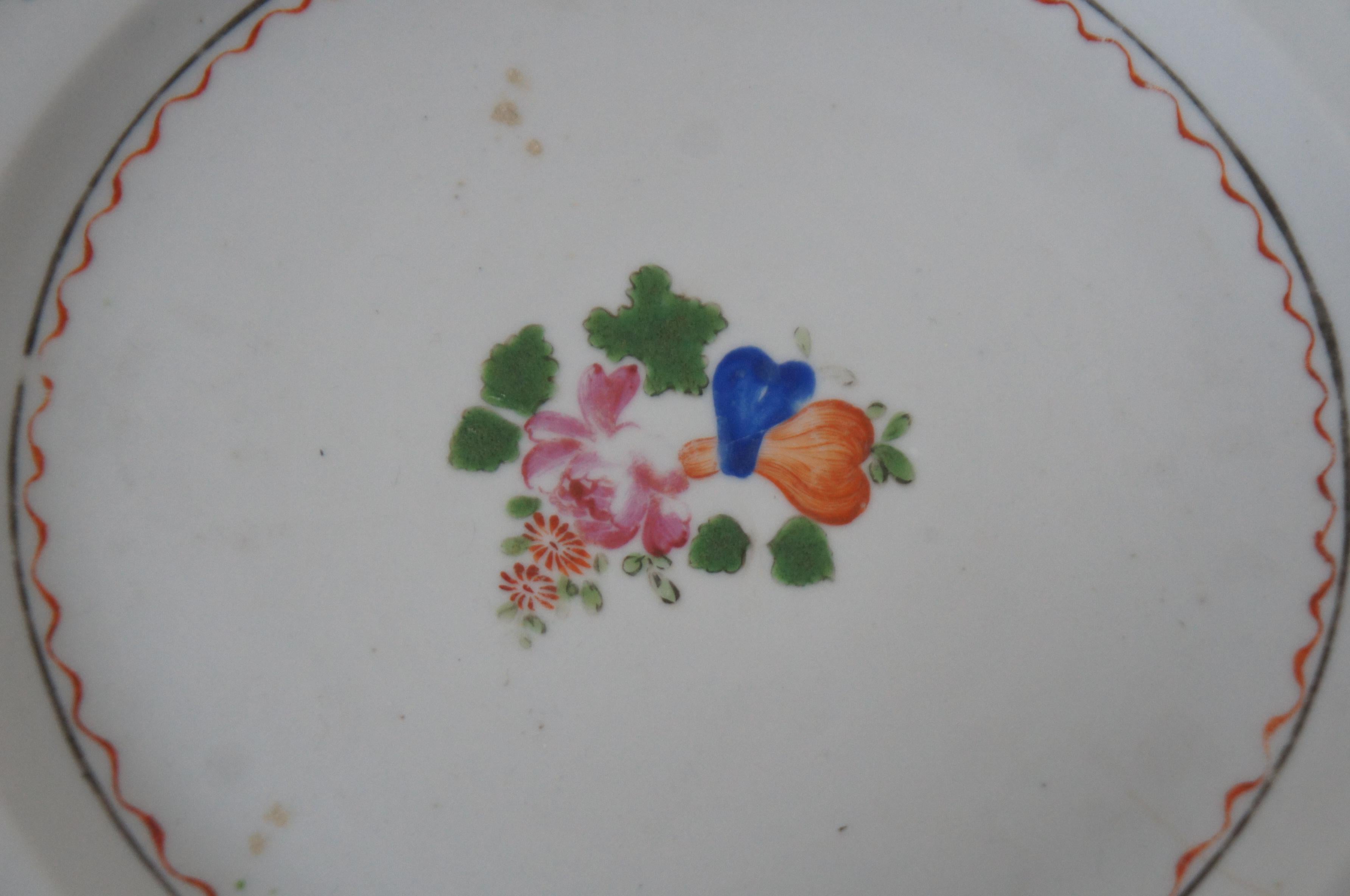 2 Antique 18th Century Chinese Export Qianlong Famille Dinner Charger Plates For Sale 2