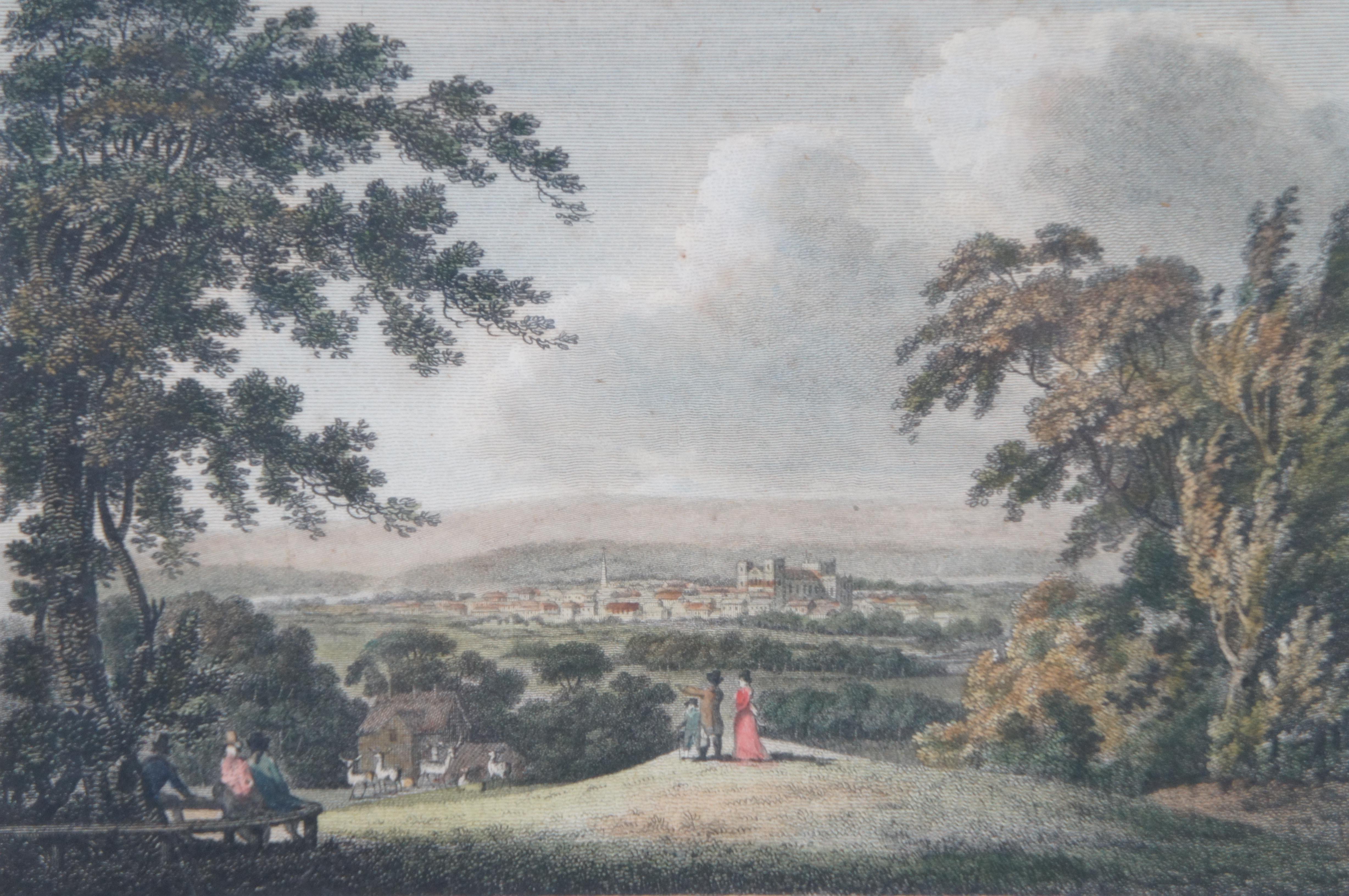 XVIIIe siècle 2 gravures de Nicholson Girtin anglaises anciennes du 18ème siècle, Woolwich Rippon 14 po. en vente