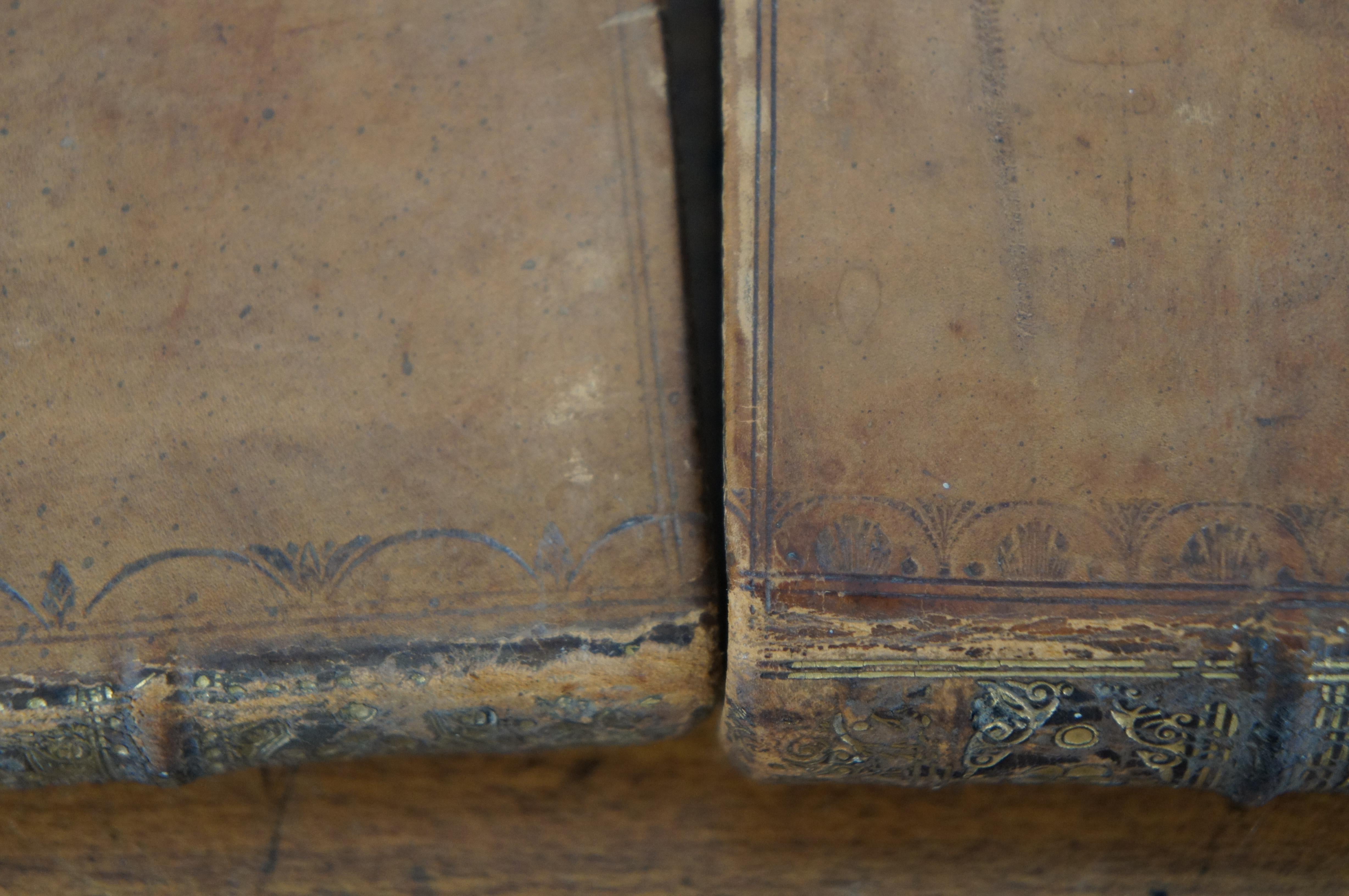2 Antique 18th Century French Leather Books Livres Nouveau Jesus Testament For Sale 8