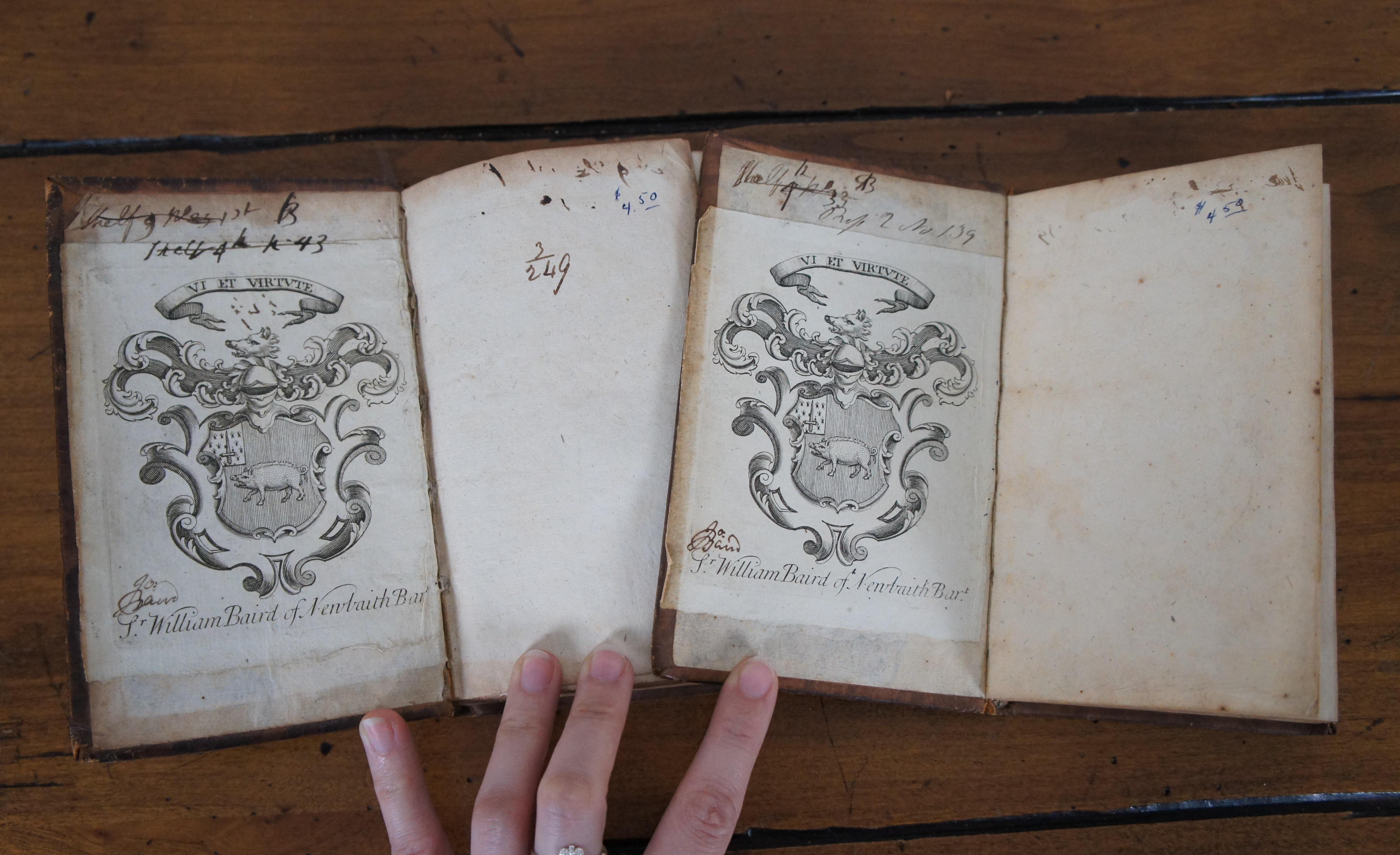 2 Antique 18th Century French Leather Books Livres Nouveau Jesus Testament For Sale 2