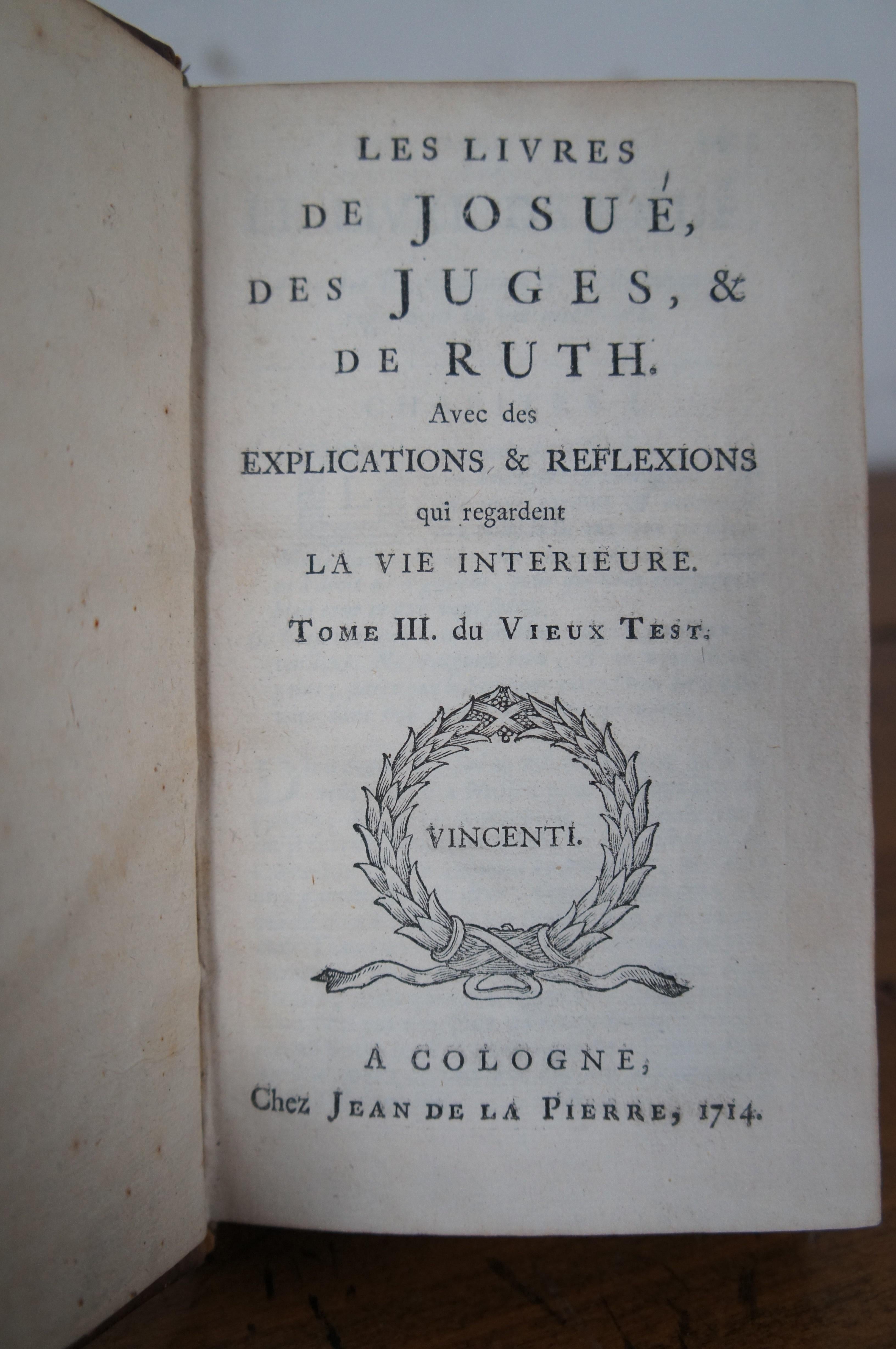 2 Antique 18th Century French Leather Books Livres Nouveau Jesus Testament For Sale 5