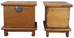 2 Antique 18th Century Qing Dynasty Shanxi Elm Wood Storage Chests Trunks Pair