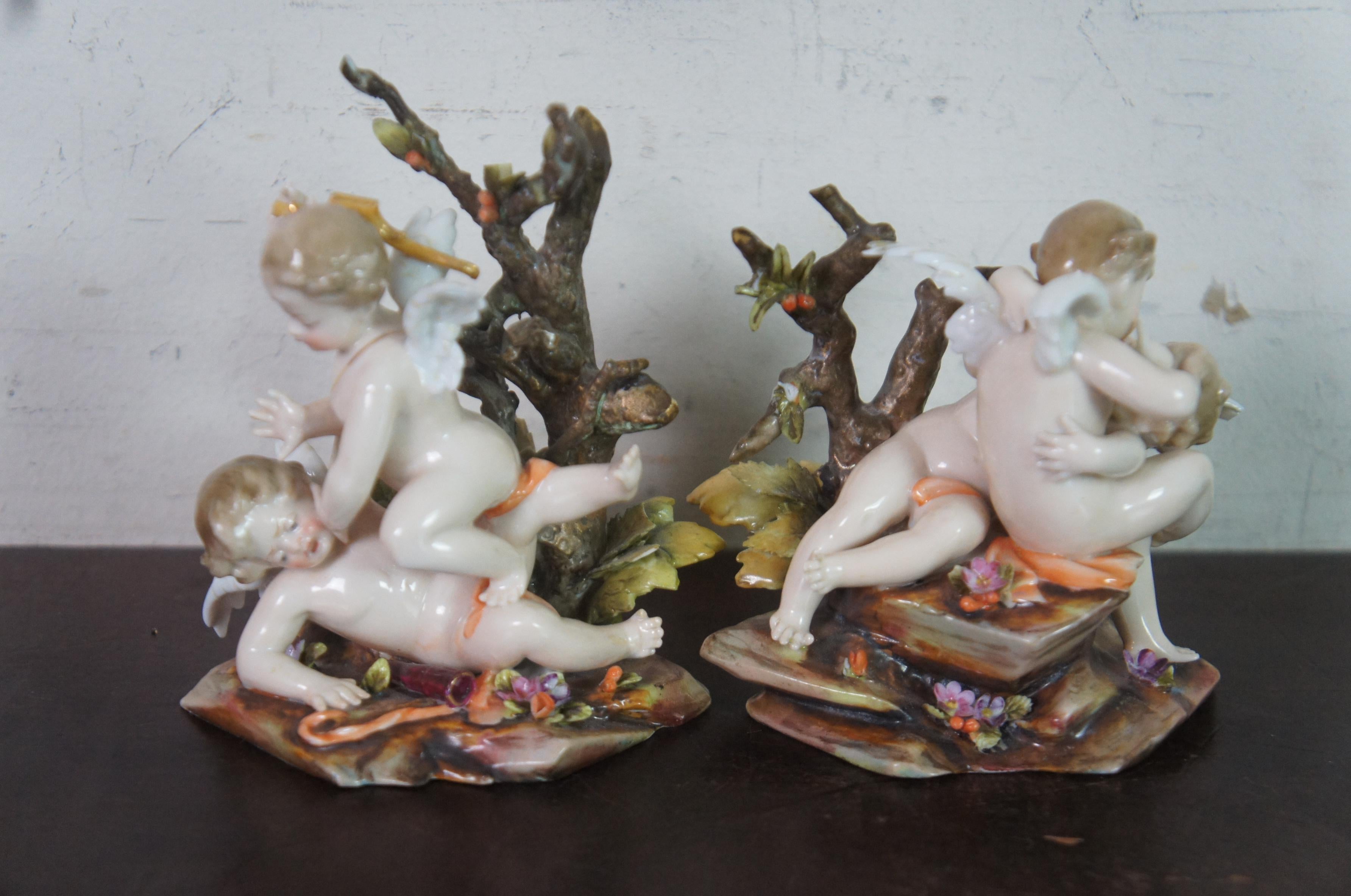 18th Century Antique Richard Eckert Volkstedt German Neoclassical Porcelain Cherub Figurines