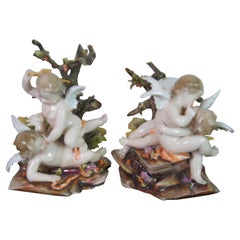 Antique Richard Eckert Volkstedt German Neoclassical Porcelain Cherub Figurines