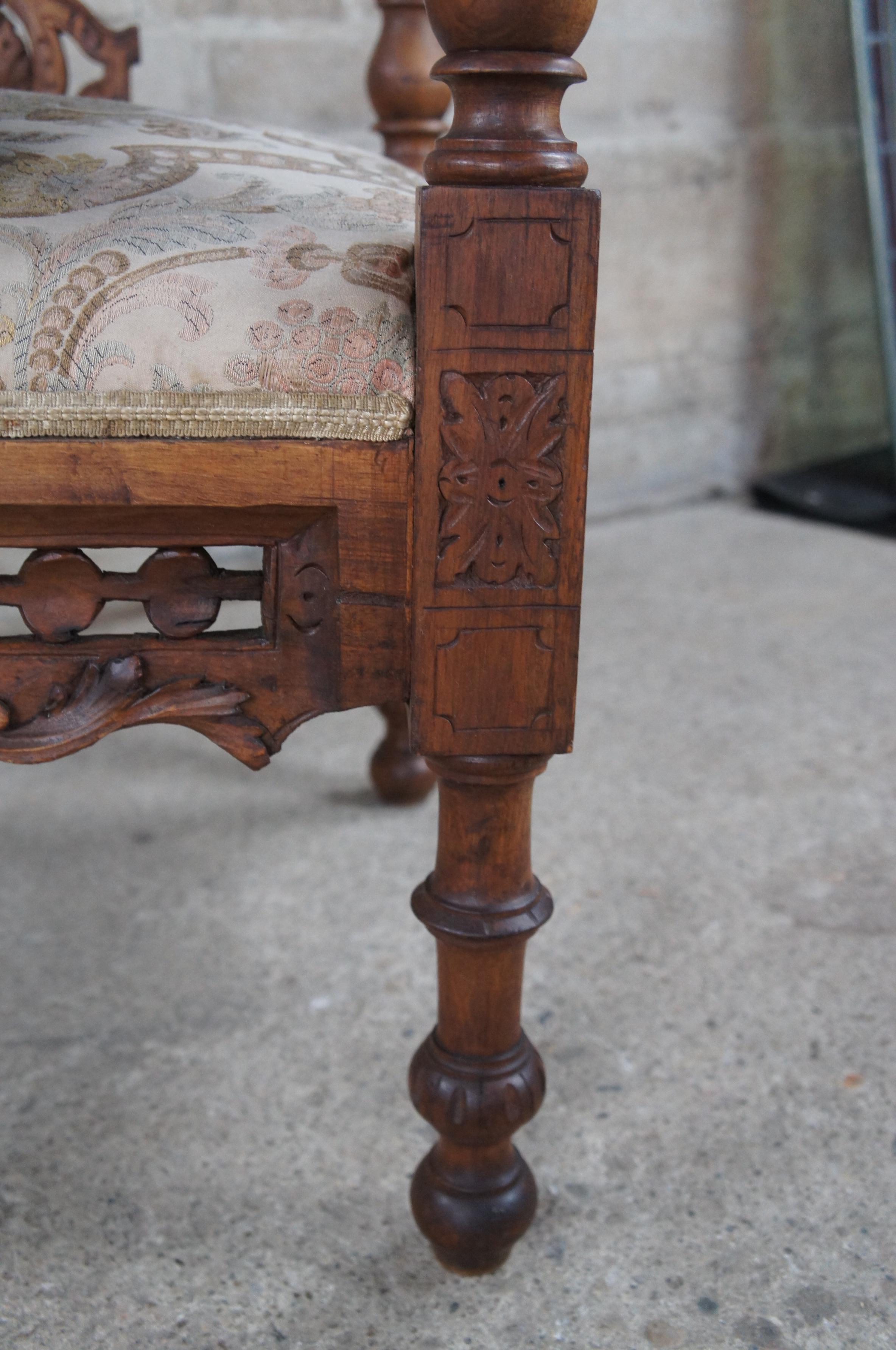 2 Antique 19th C Italian Renaissance Carved Walnut Putti Cherub Angel Arm Chairs For Sale 7