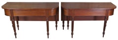 2 Antique 19th C. Sheraton Mahogany D End Dining Tables Banquet Demilune Console