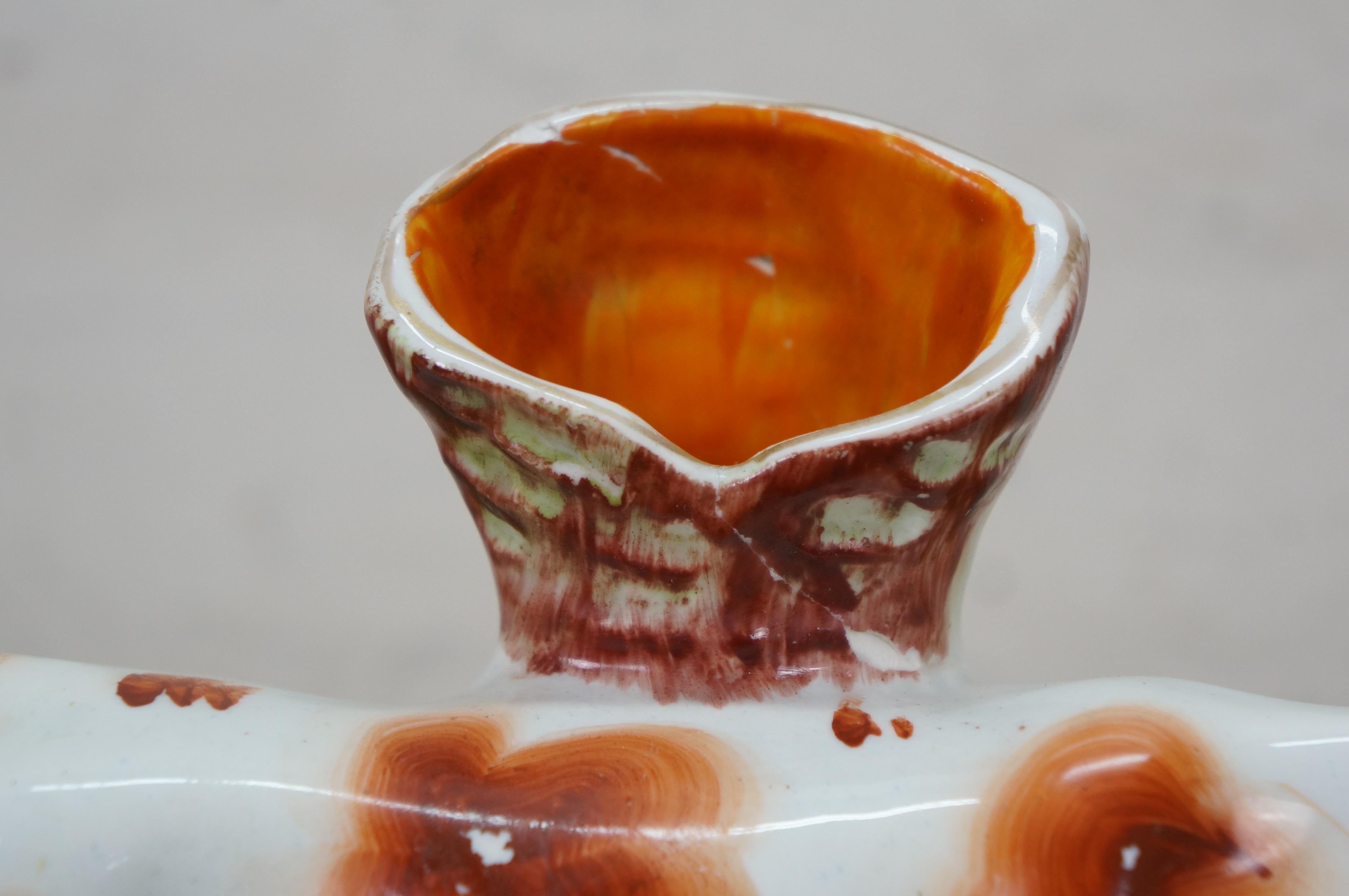 2 Paire de vases anciens en porcelaine à fond plat du Staffordshire du 19e C. Vache laitière renversée en vente 4