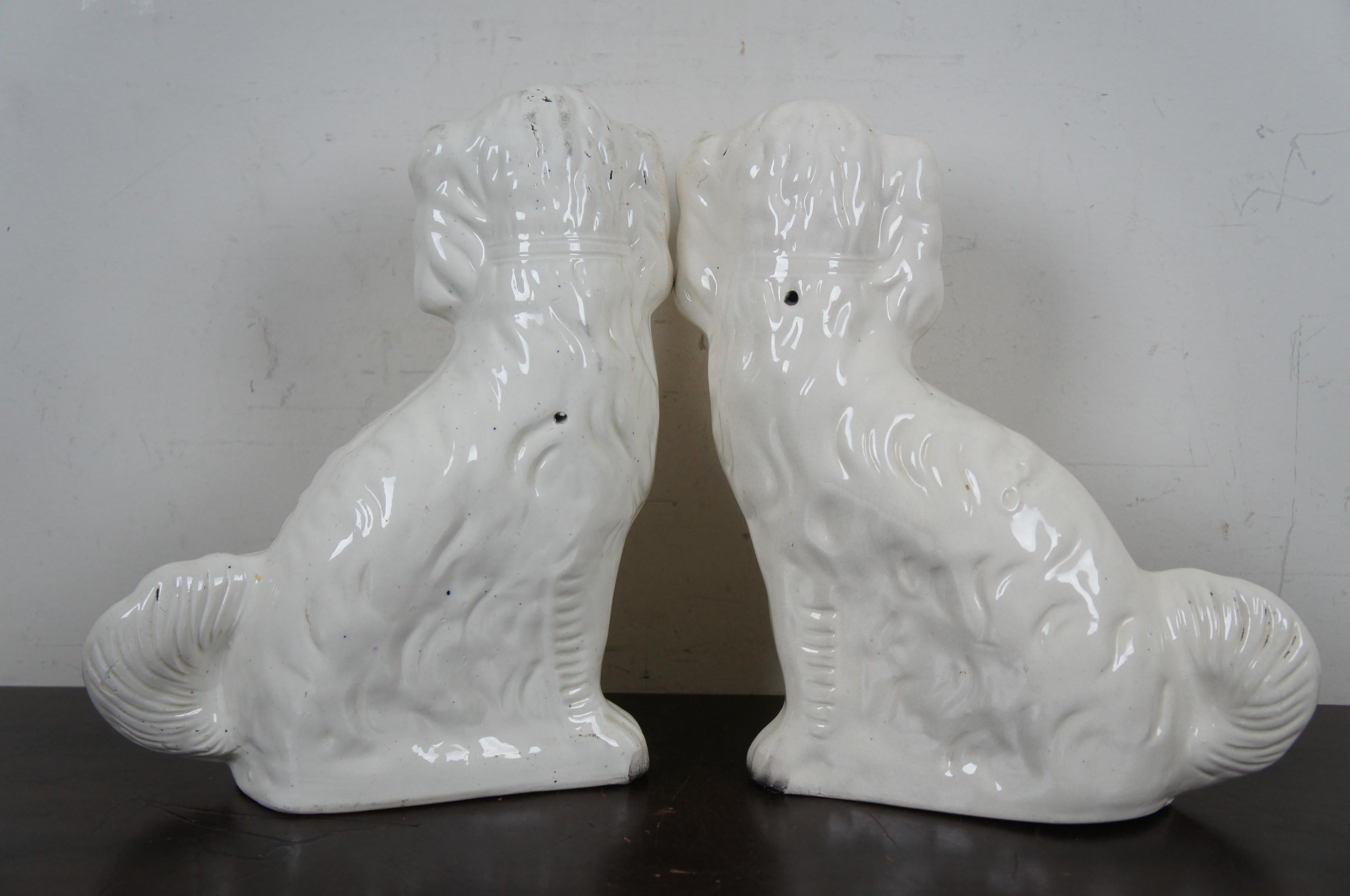 2 Antique 19th Century Staffordshire Porcelain Dogs Cocker Spaniels 5