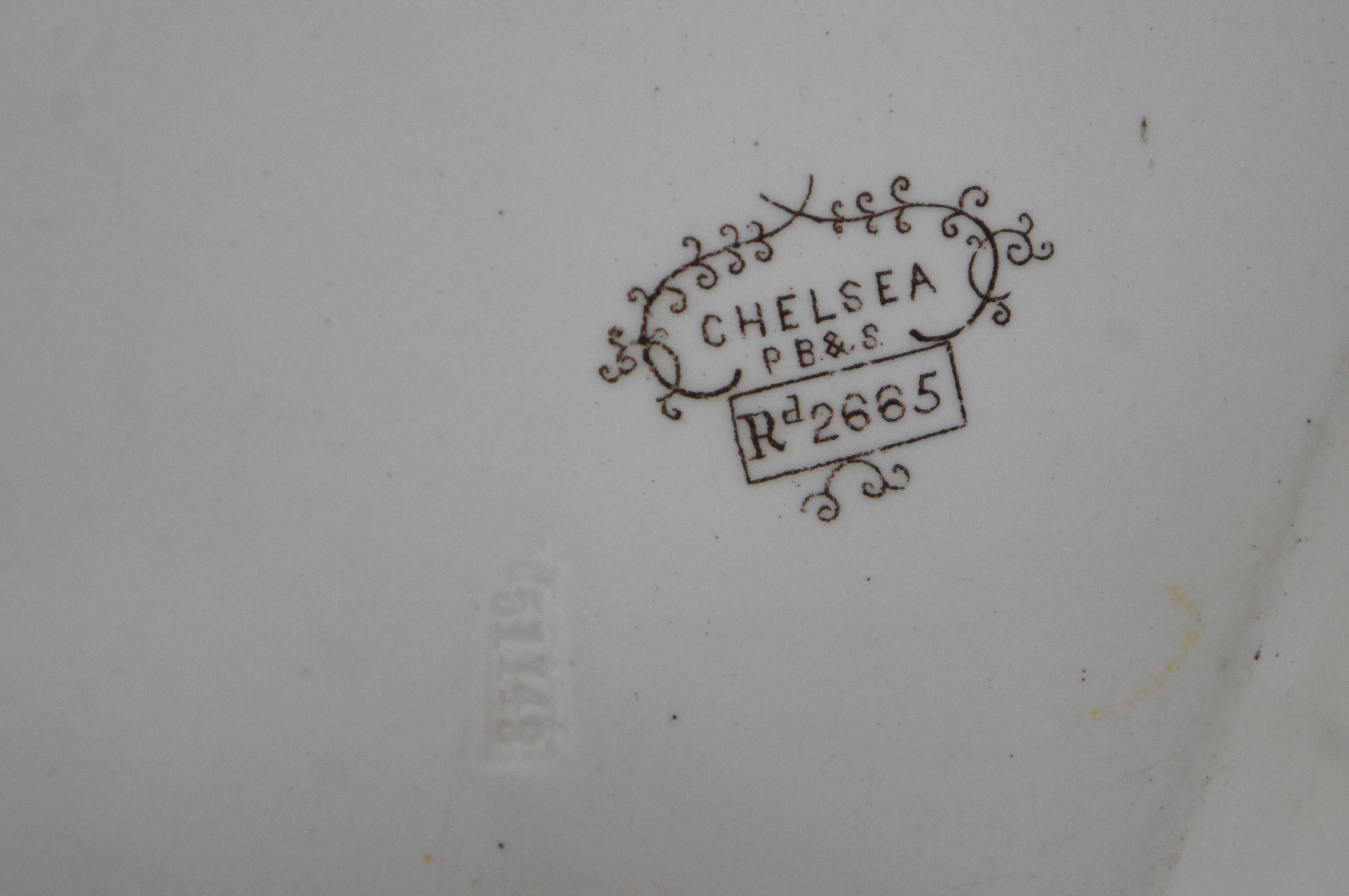 2 antike englische Transferware-Platten aus dem 19. Jahrhundert T&R Stiefel Lahore PB&S Chelsea im Angebot 5