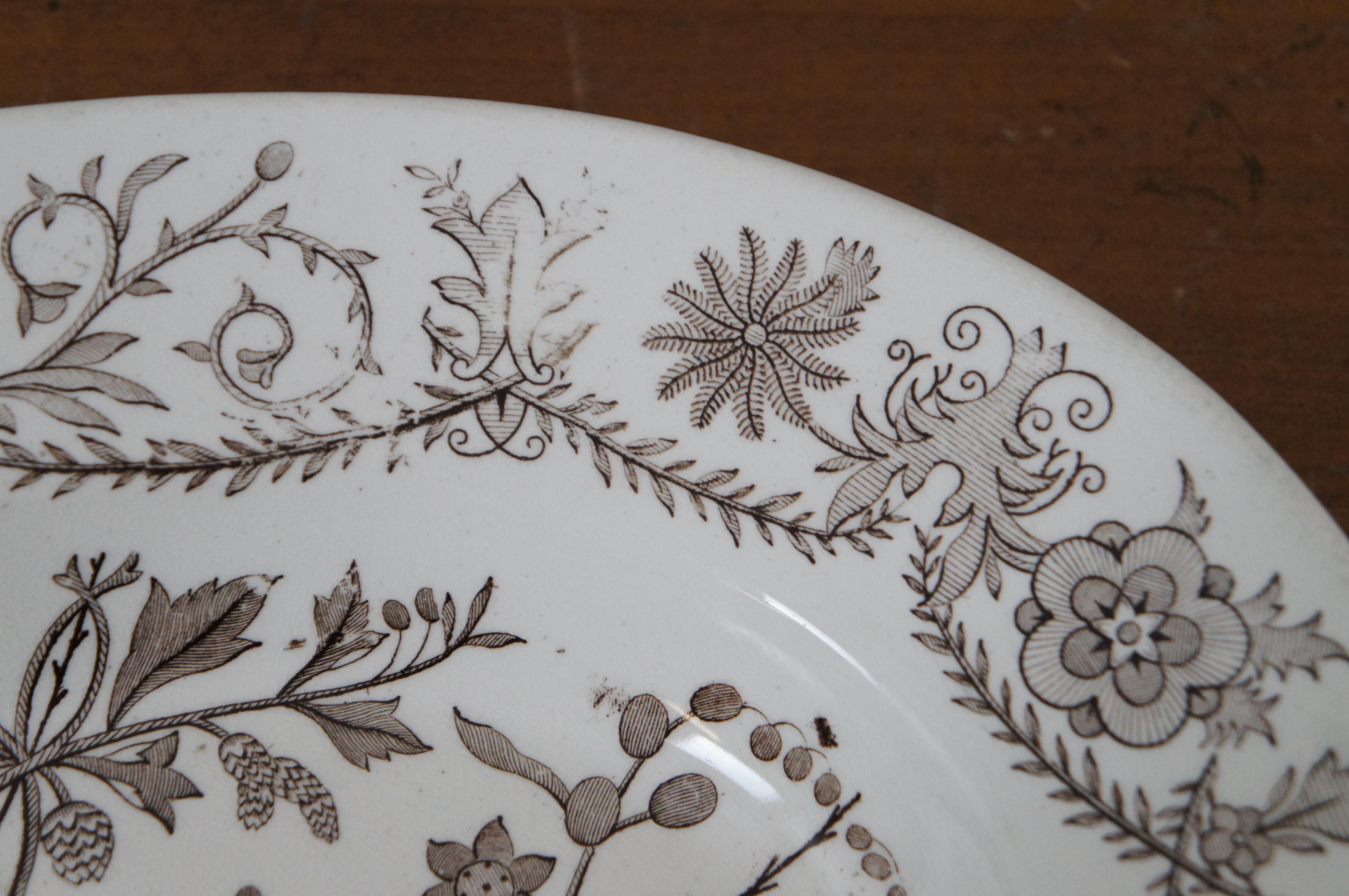 2 Antique 19thC English Transferware Platters T&R Boote Lahore PB&S Chelsea For Sale 1