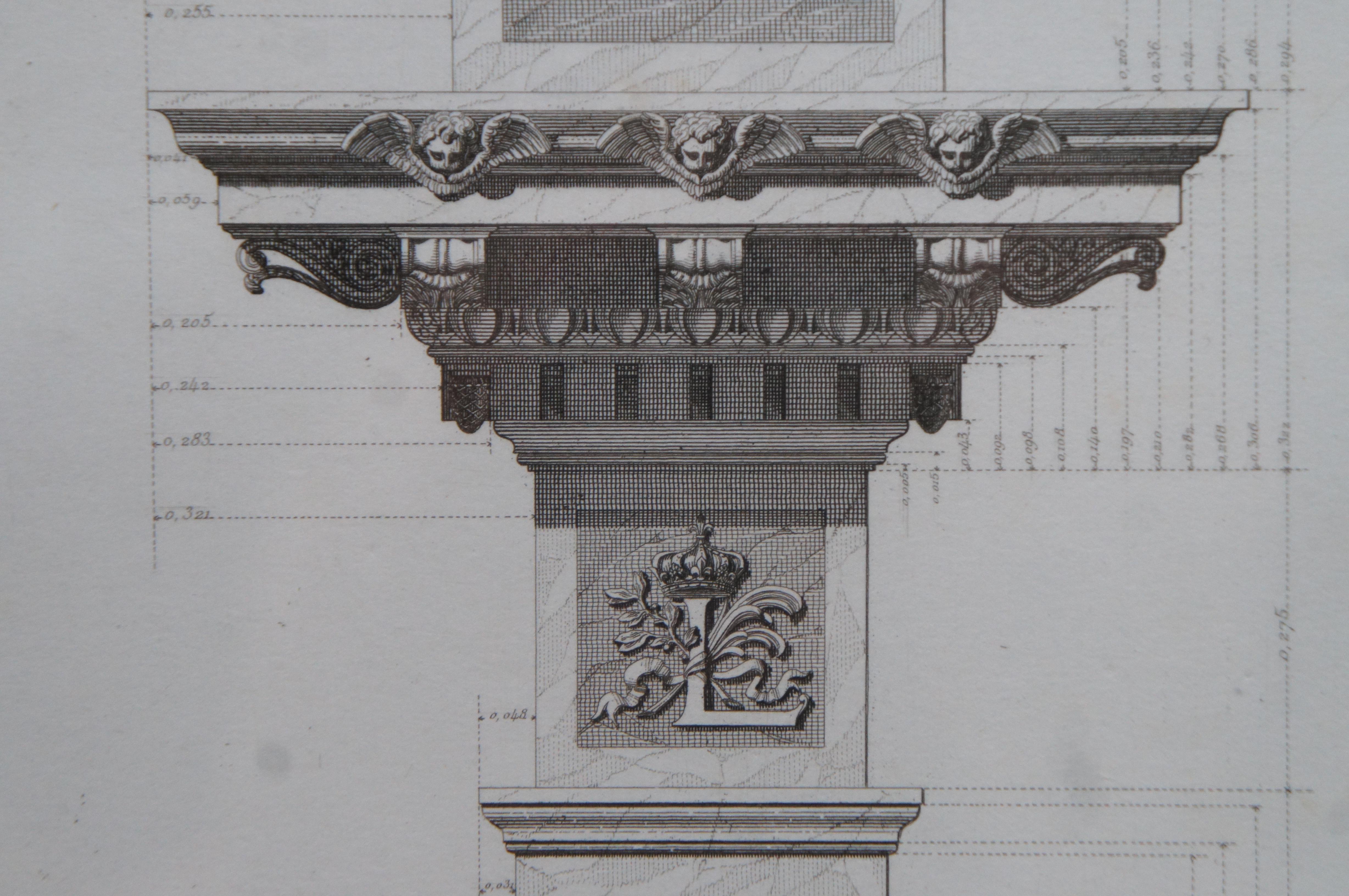 2 Antique Architectural Engravings Palais de Fontainebleau Pfnor Morel et Cie 5