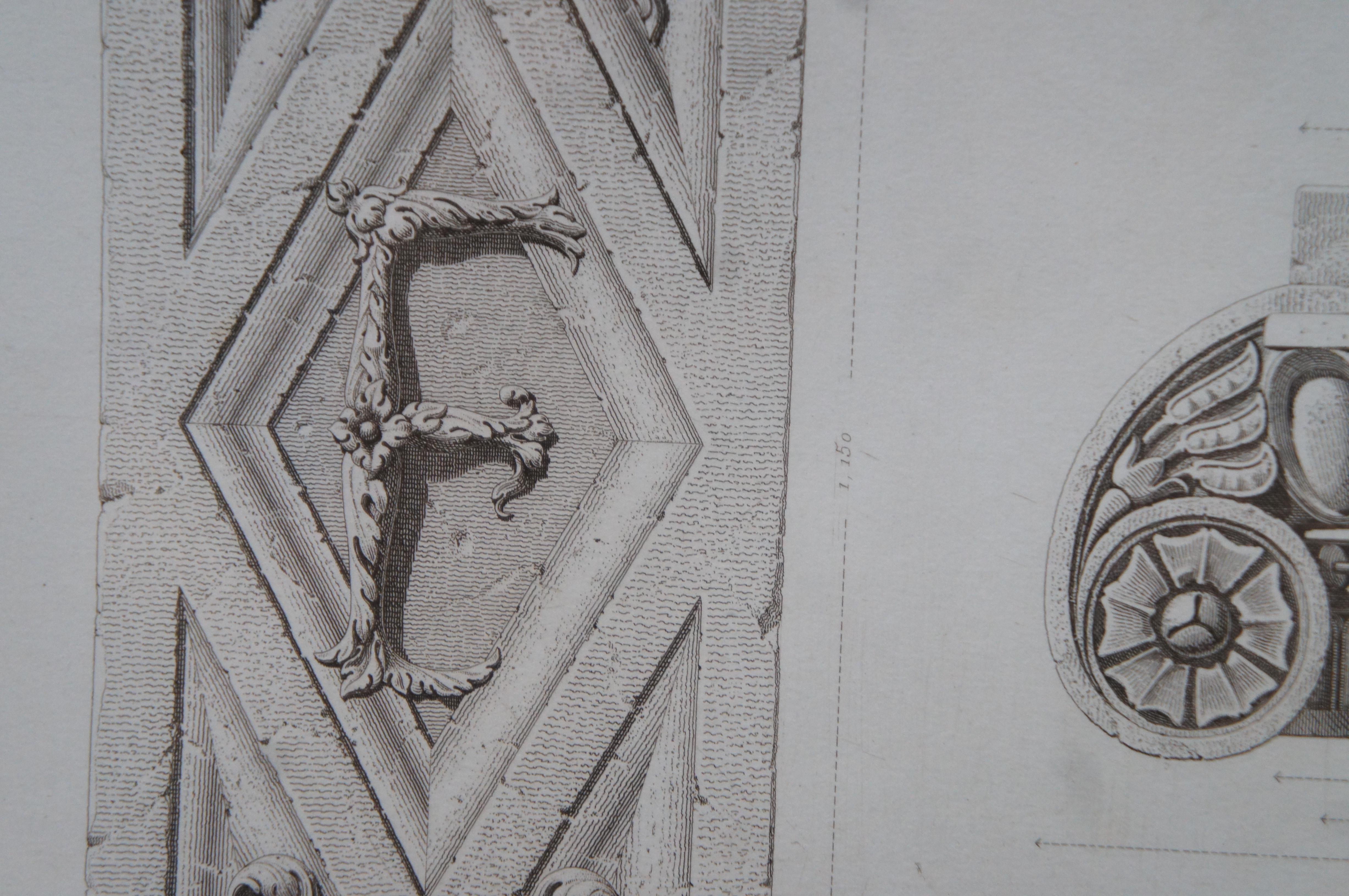 2 Antique Architectural Engravings Palais de Fontainebleau Pfnor Morel et Cie 6