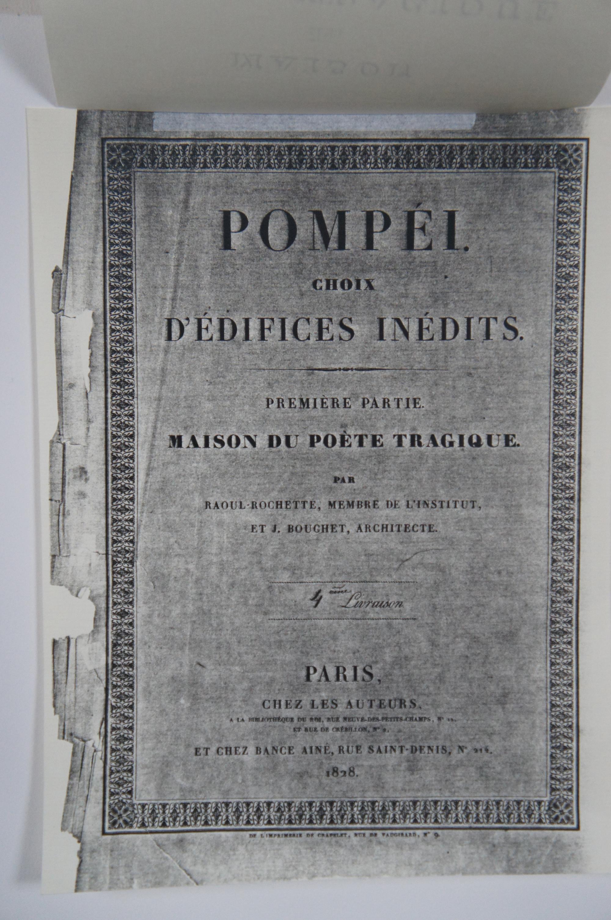 Paper 2 Antique Architectural Maison Poete Tragique Pompei Engraving Rouchette Bouchet