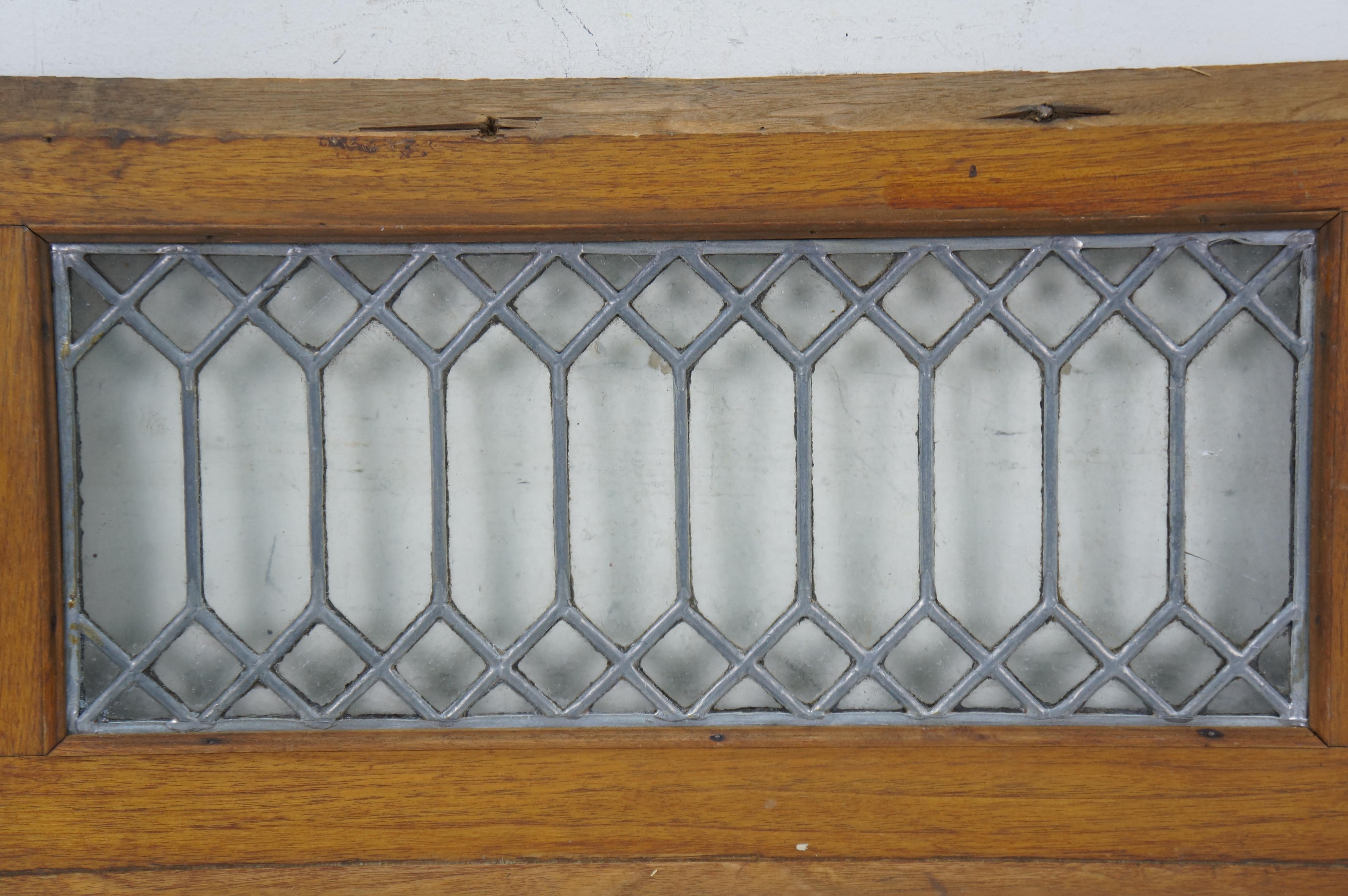 2 Antique Architectural Picket Fence Leaded Glass Transom Window Panels 24