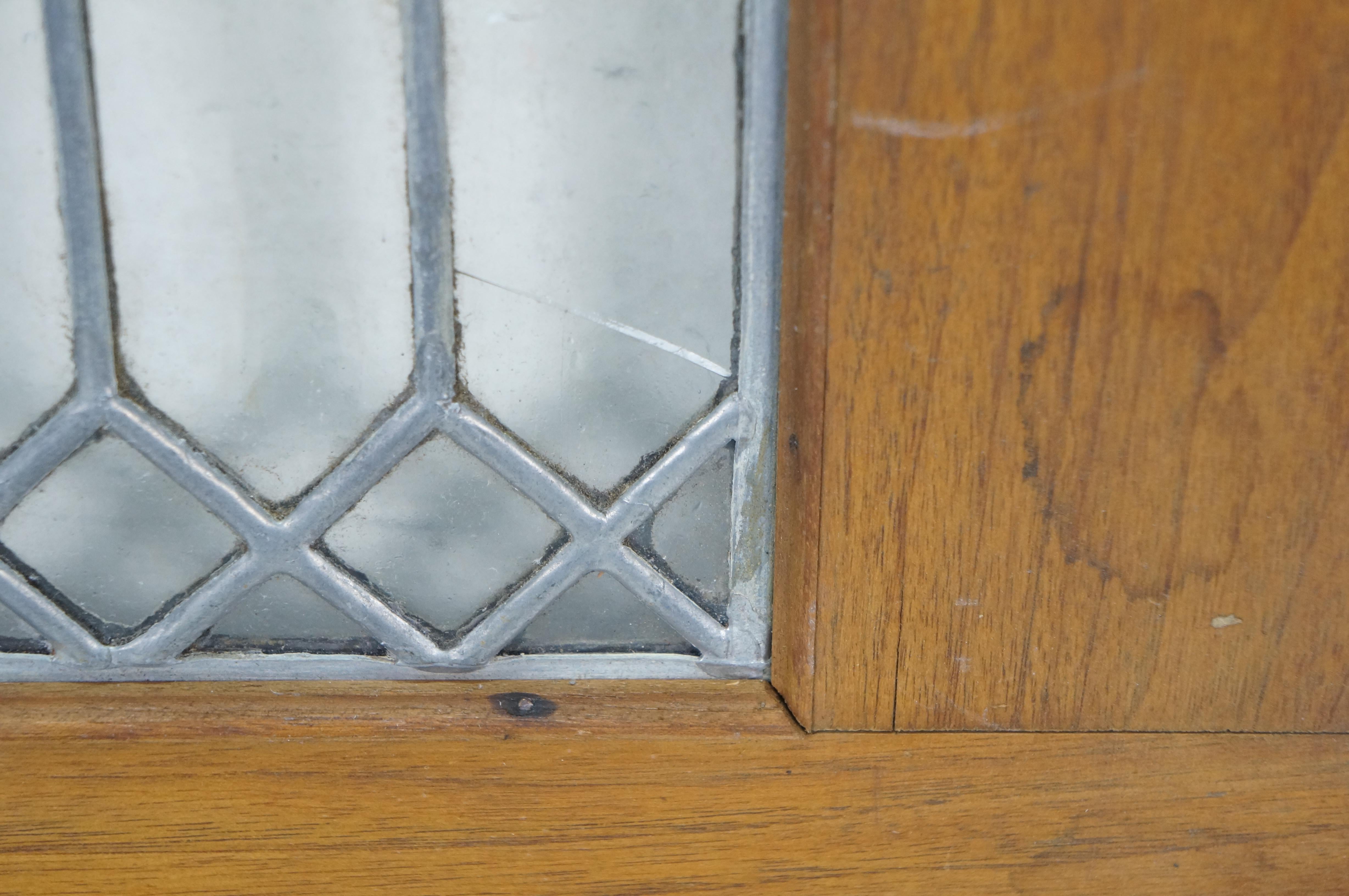 2 Antique Architectural Picket Fence Leaded Glass Transom Window Panels 24