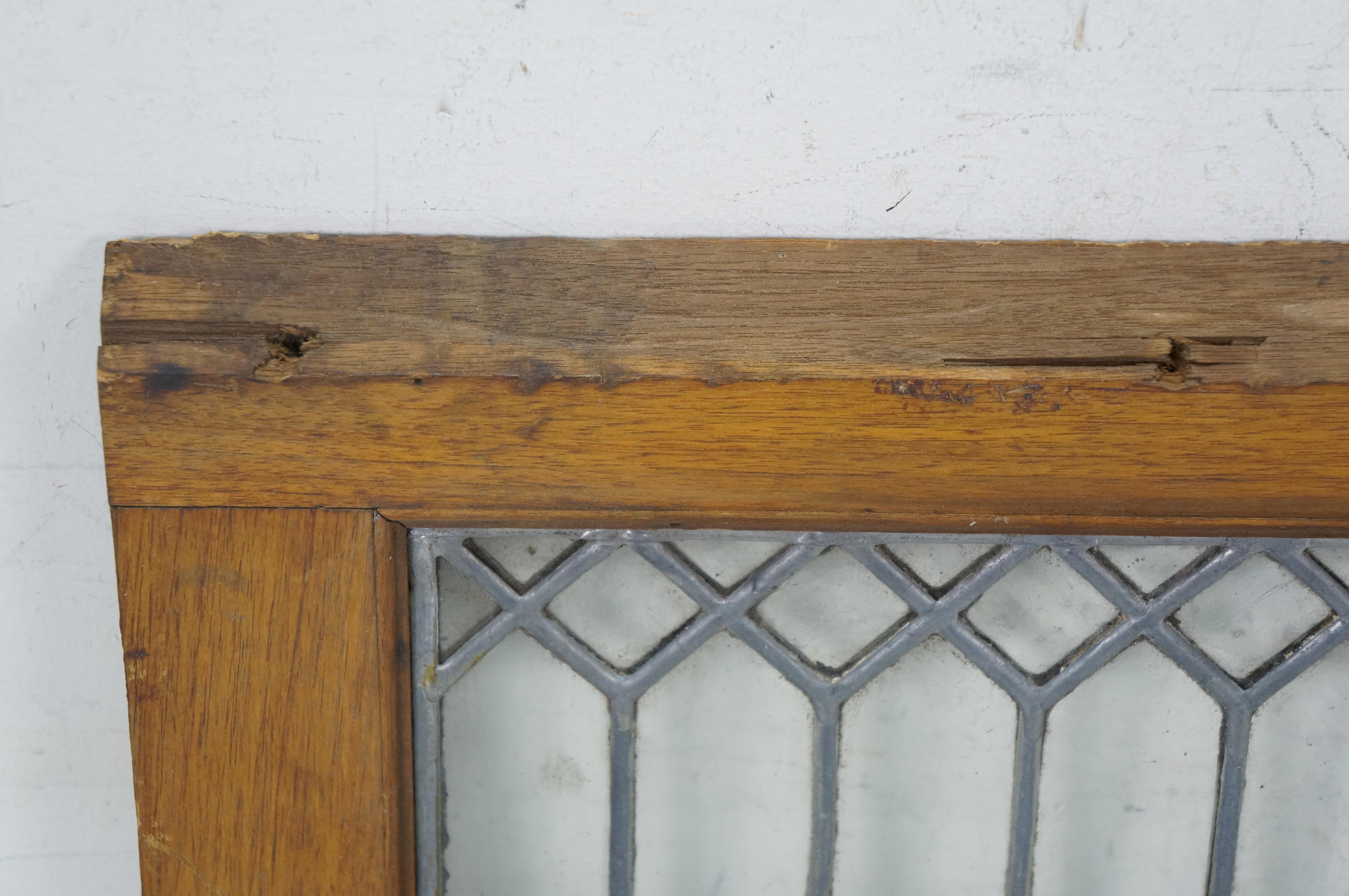 2 Antique Architectural Picket Fence Leaded Glass Transom Window Panels 24