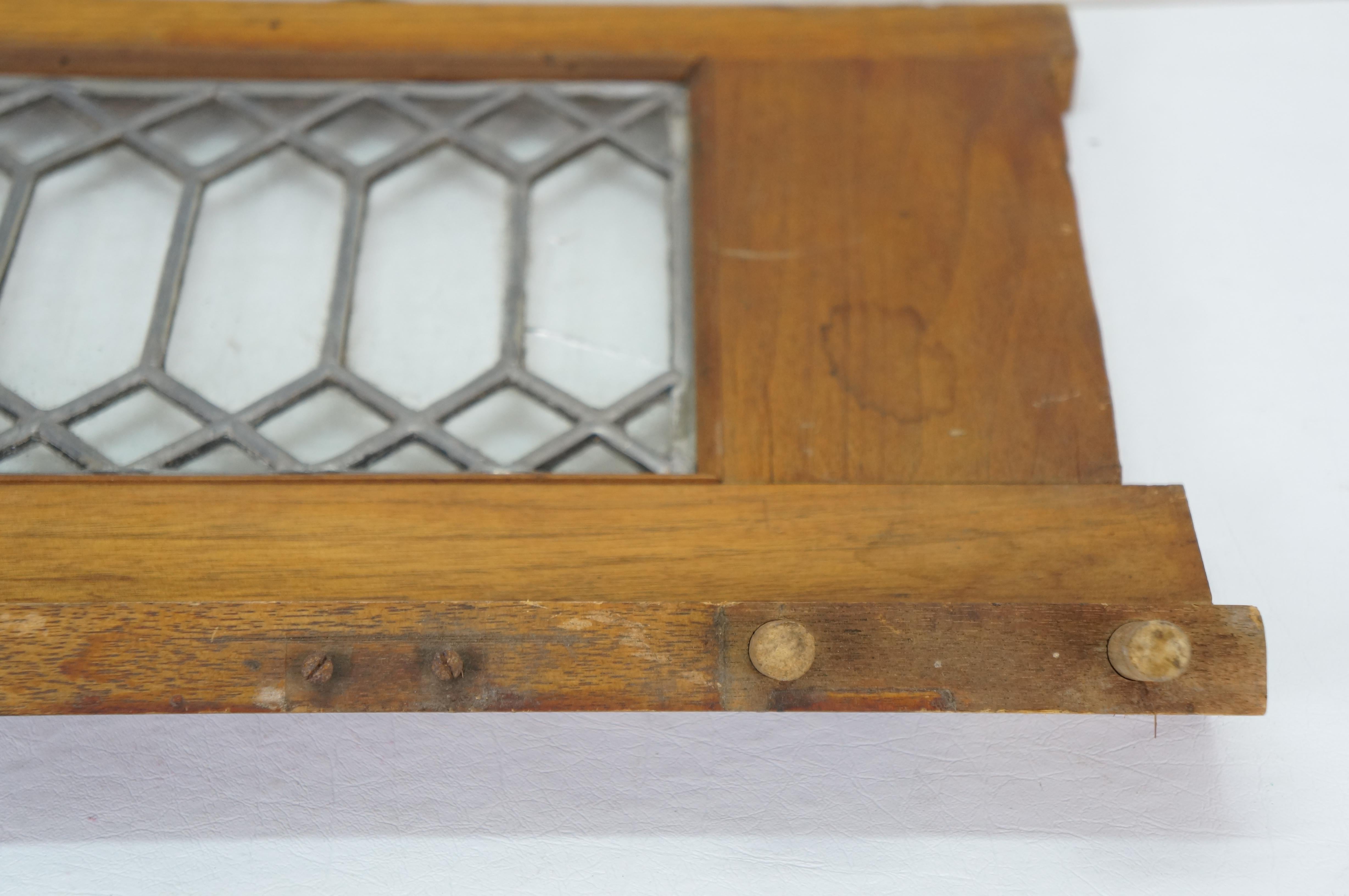 2 Antique Architectural Picket Fence Leaded Glass Transom Window Panels 24