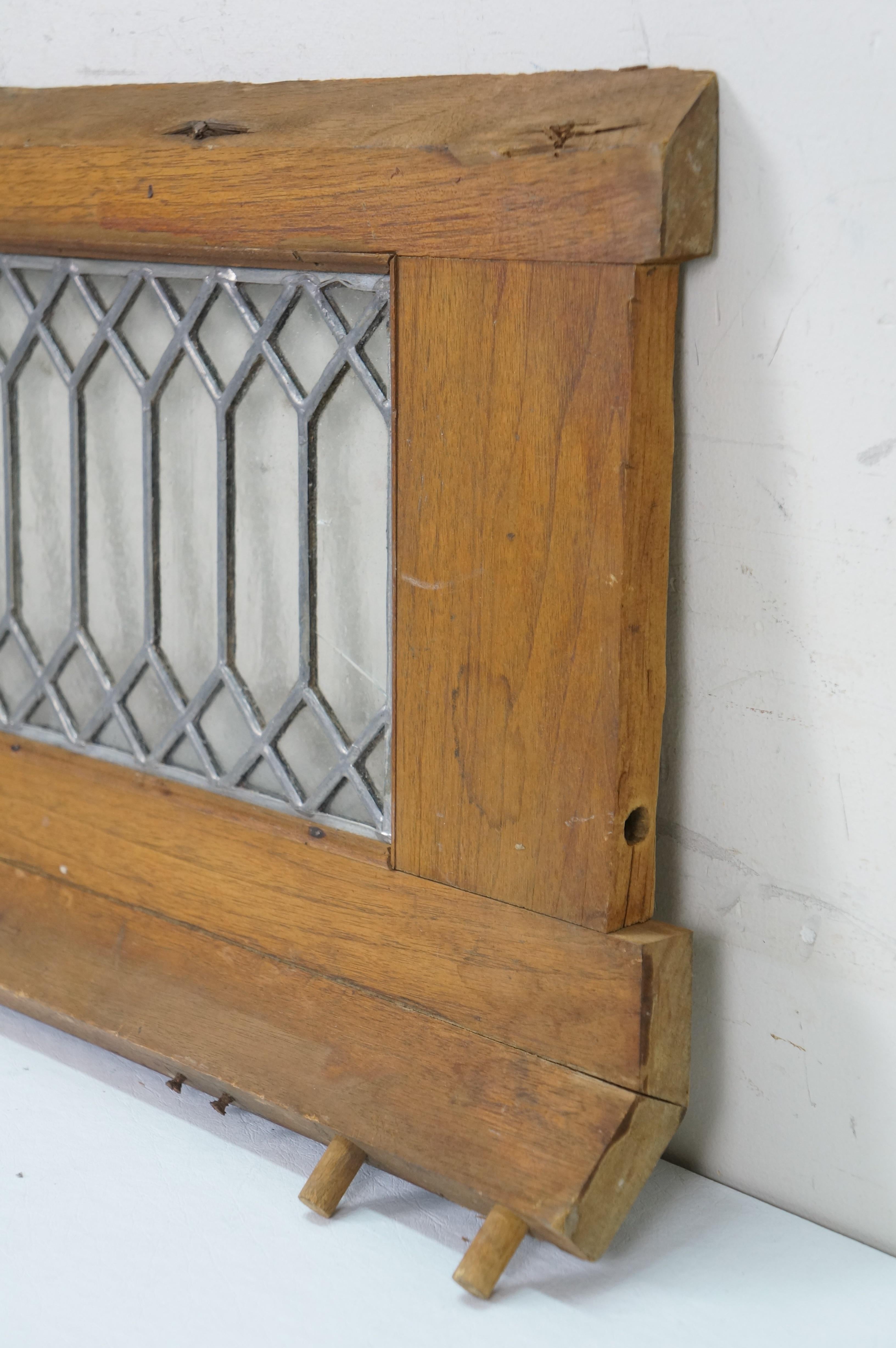 2 Antique Architectural Picket Fence Leaded Glass Transom Window Panels 24