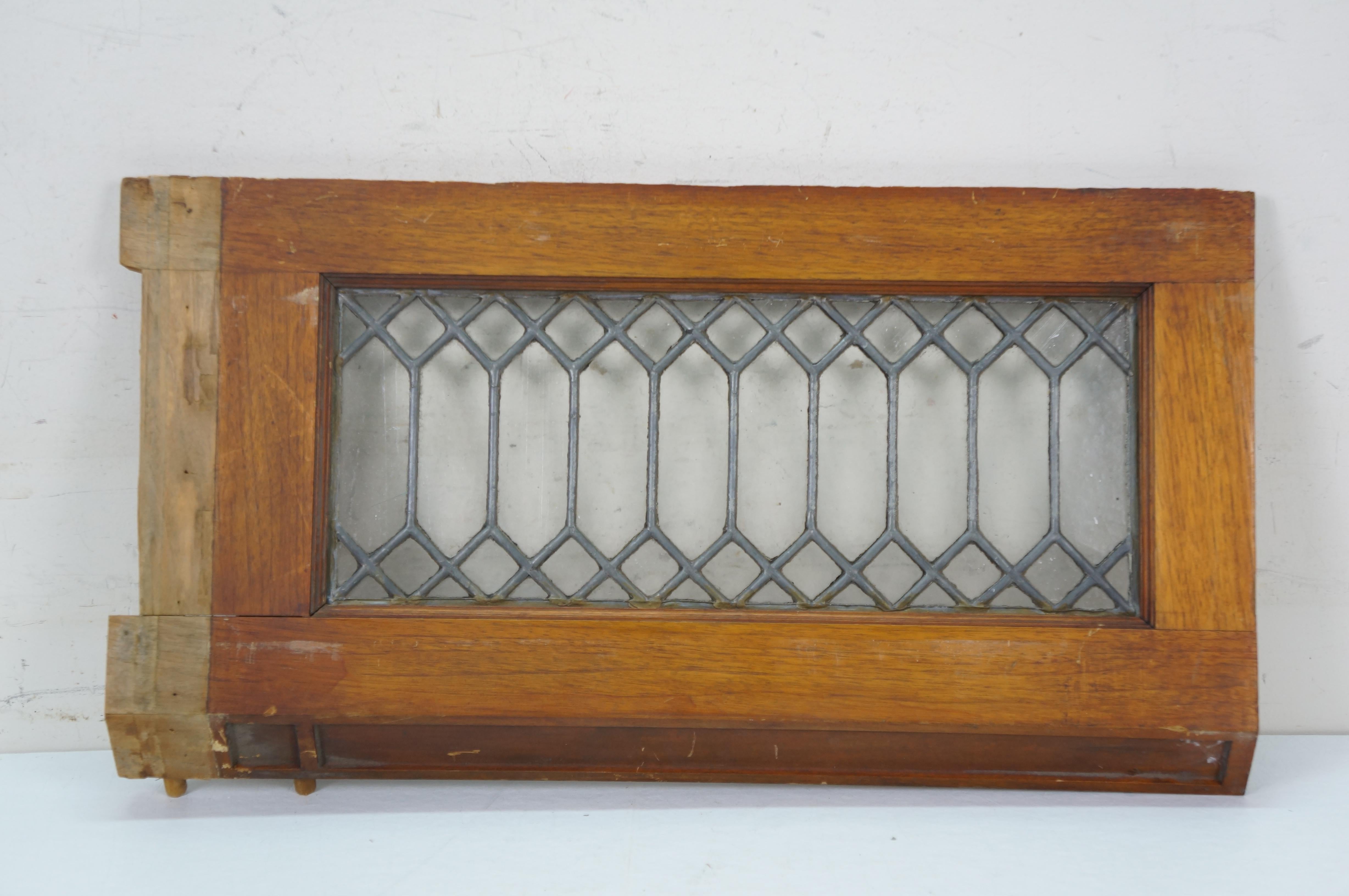 2 Antique Architectural Picket Fence Leaded Glass Transom Window Panels 24