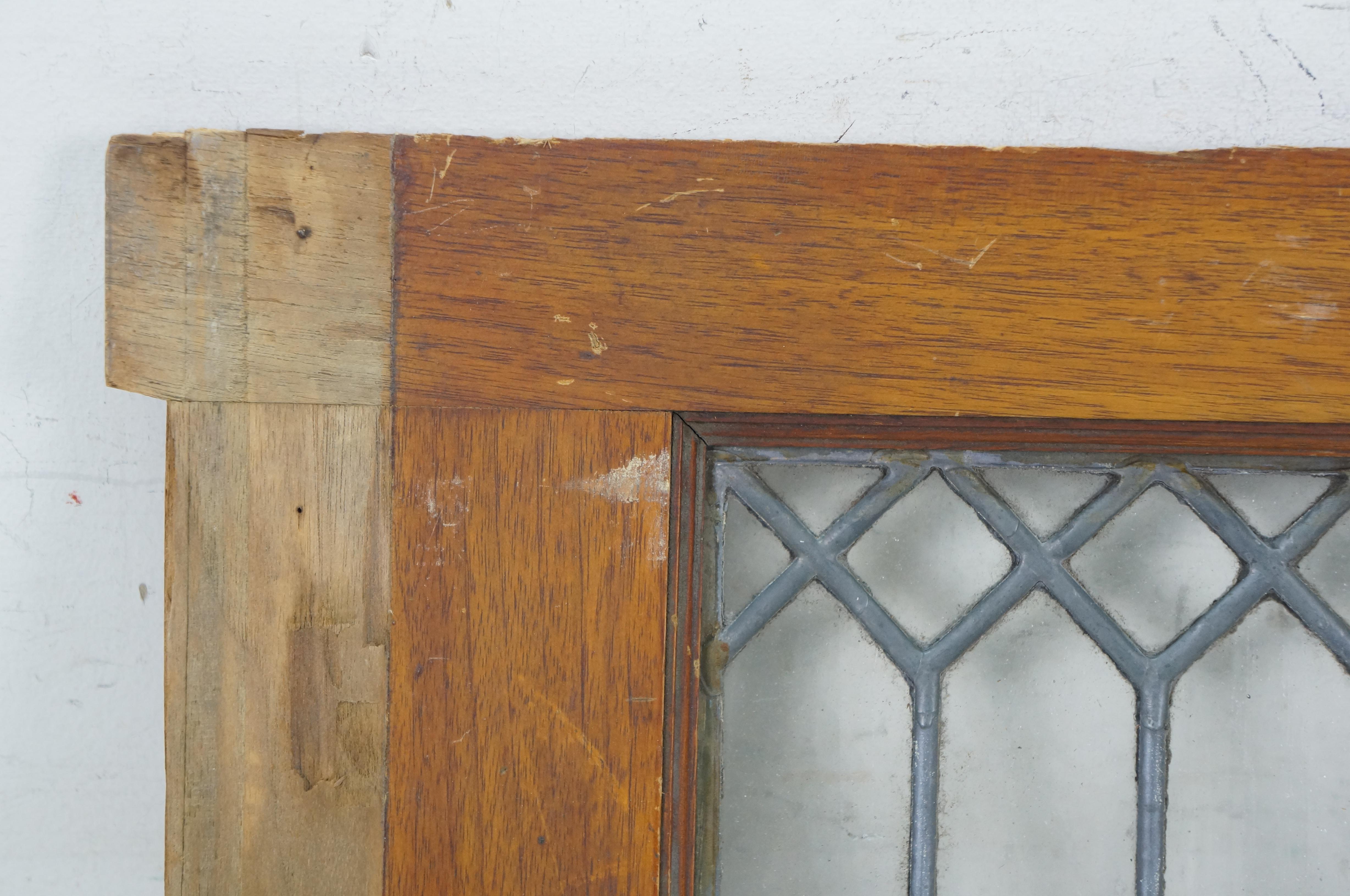 2 Antique Architectural Picket Fence Leaded Glass Transom Window Panels 24