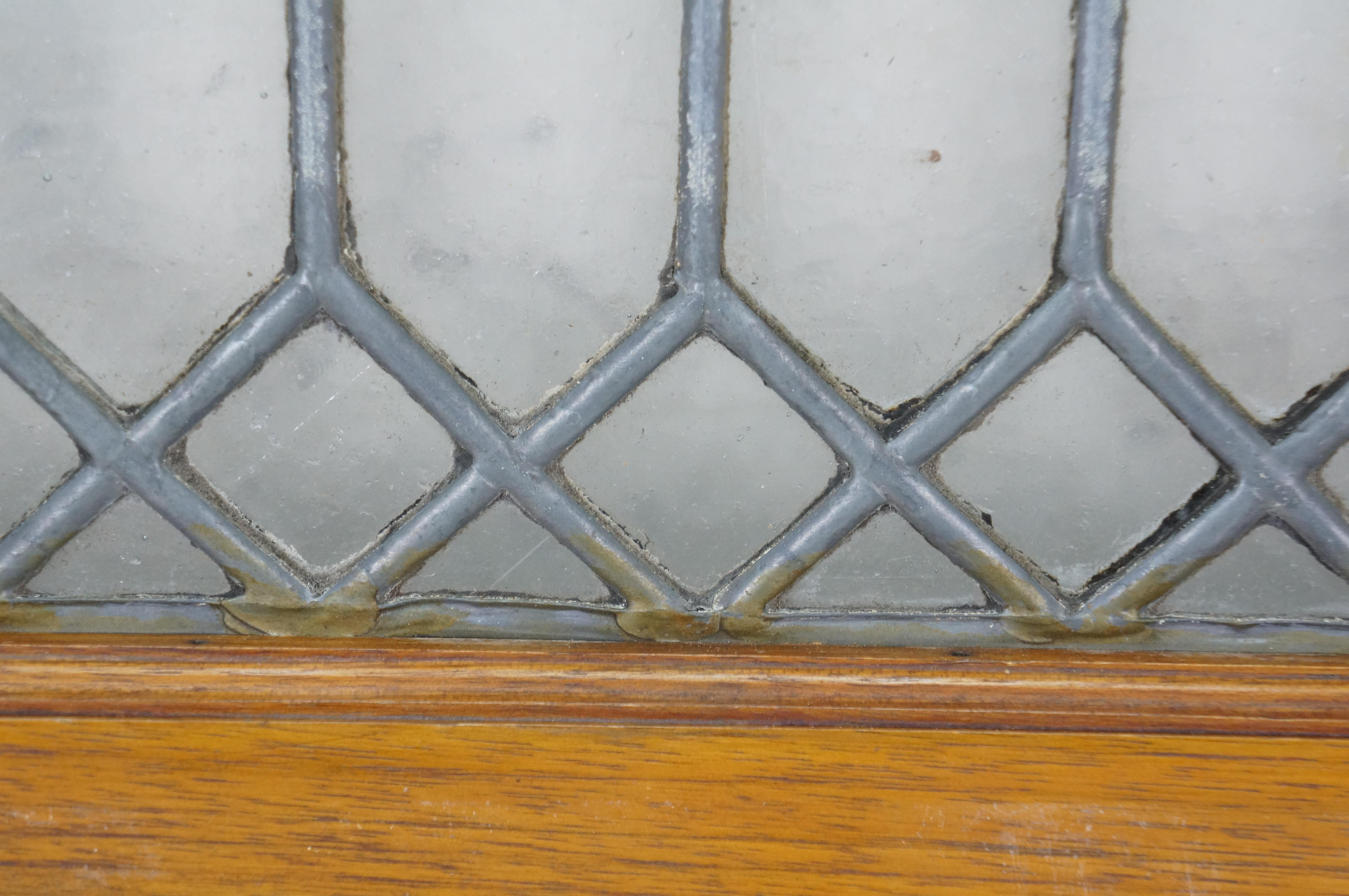 2 Antique Architectural Picket Fence Leaded Glass Transom Window Panels 24