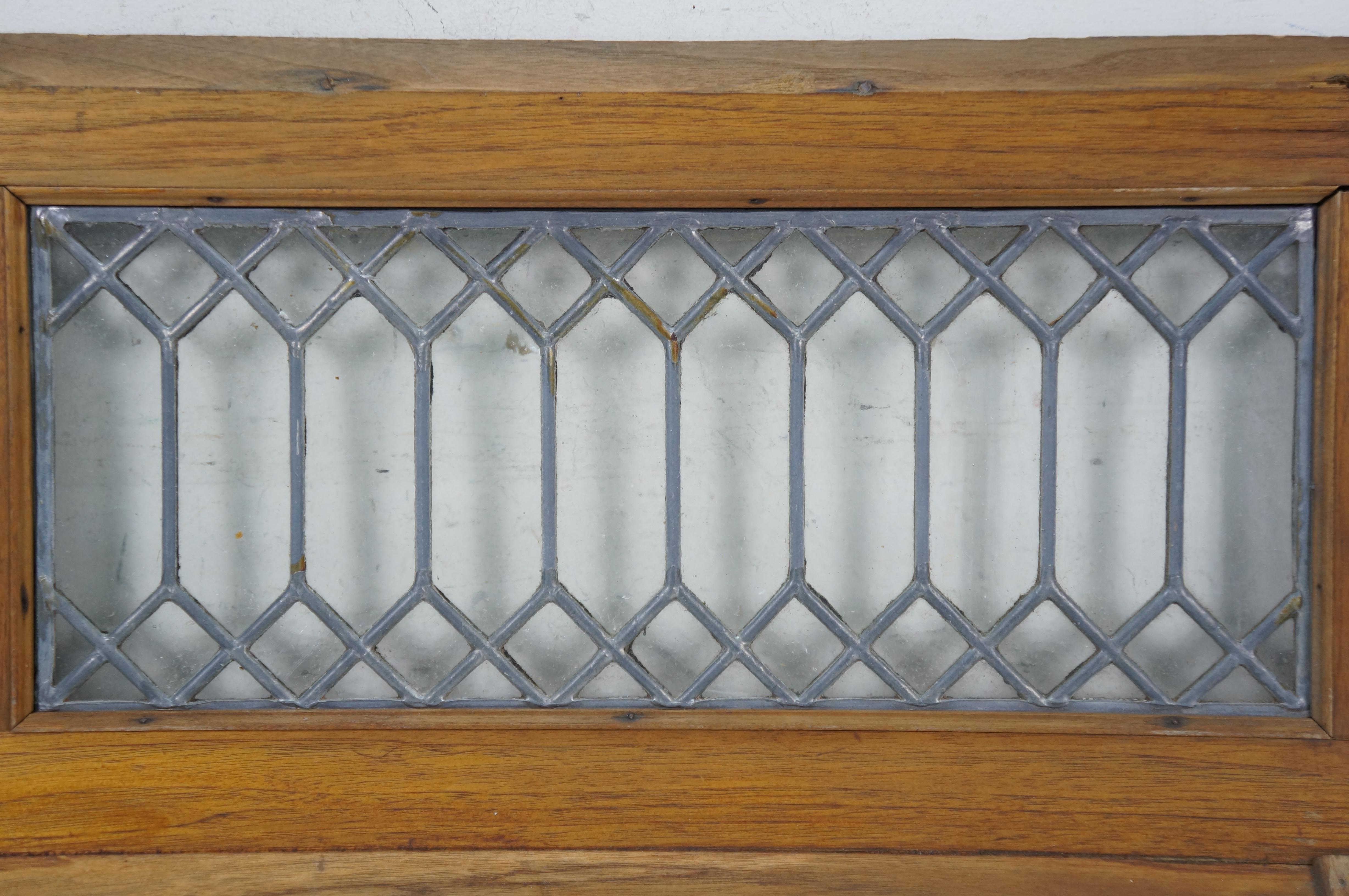 American 2 Antique Architectural Picket Fence Leaded Glass Transom Window Panels 24