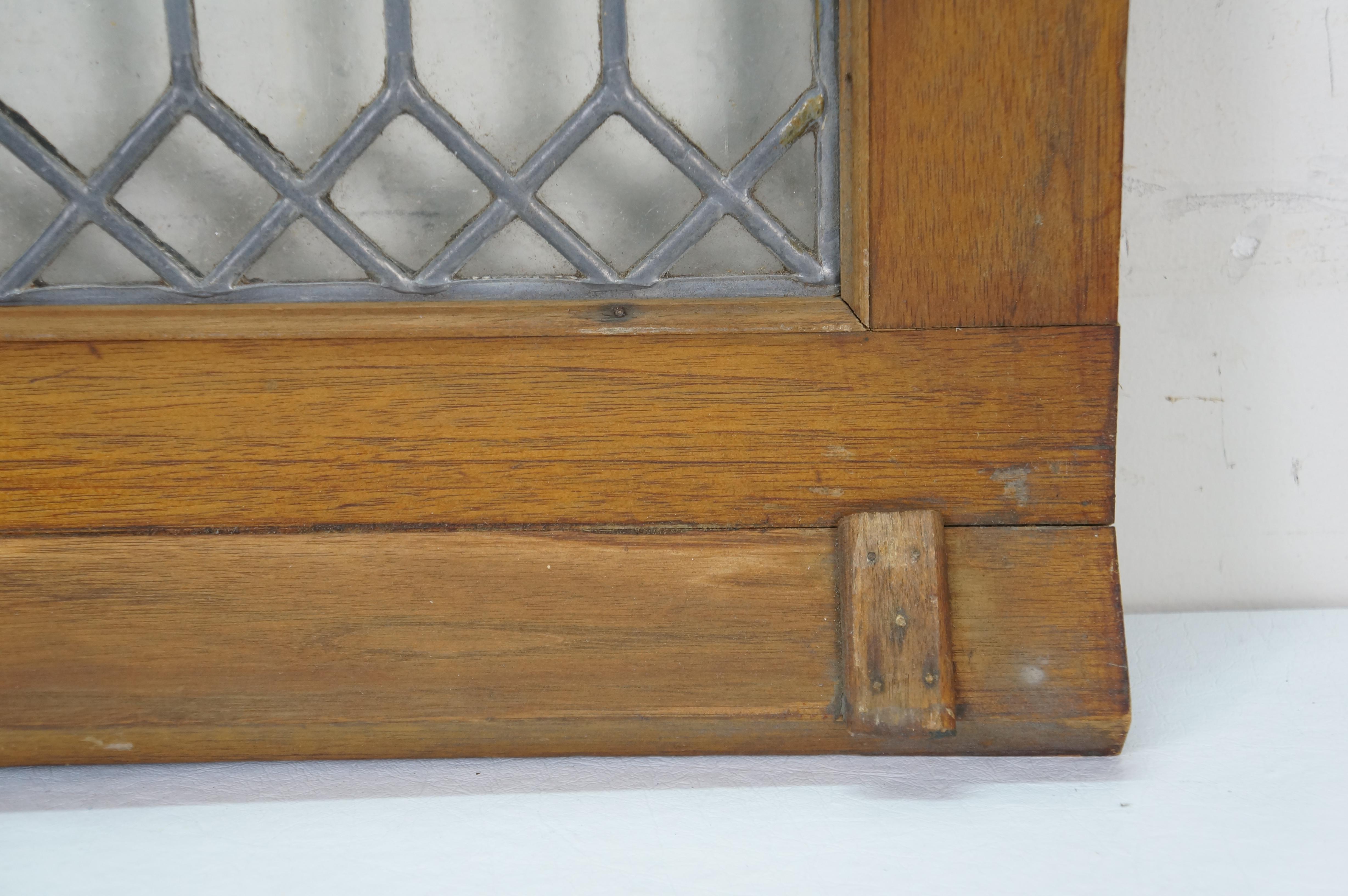 2 Antique Architectural Picket Fence Leaded Glass Transom Window Panels 24