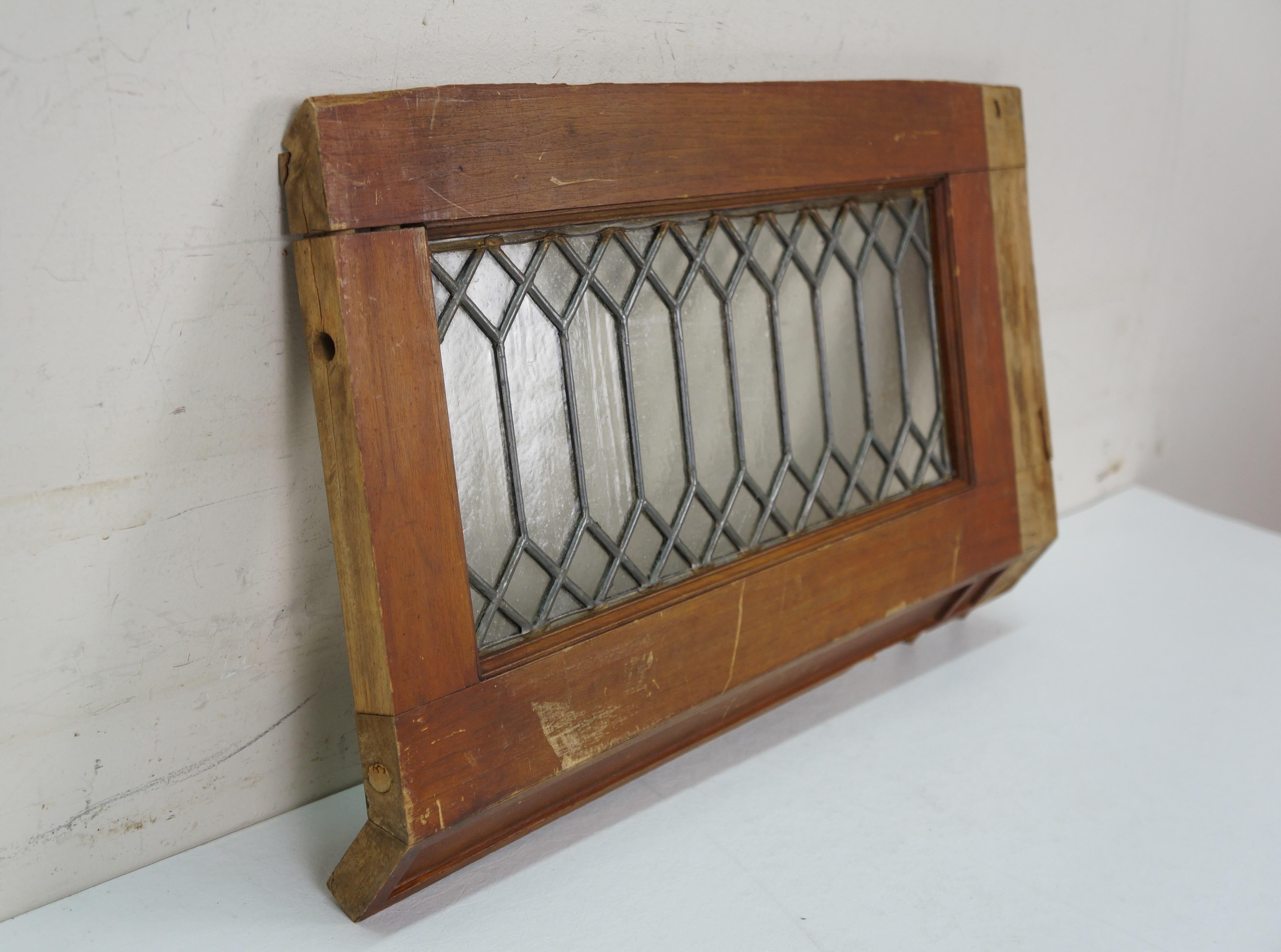 2 Antique Architectural Picket Fence Leaded Glass Transom Window Panels 24