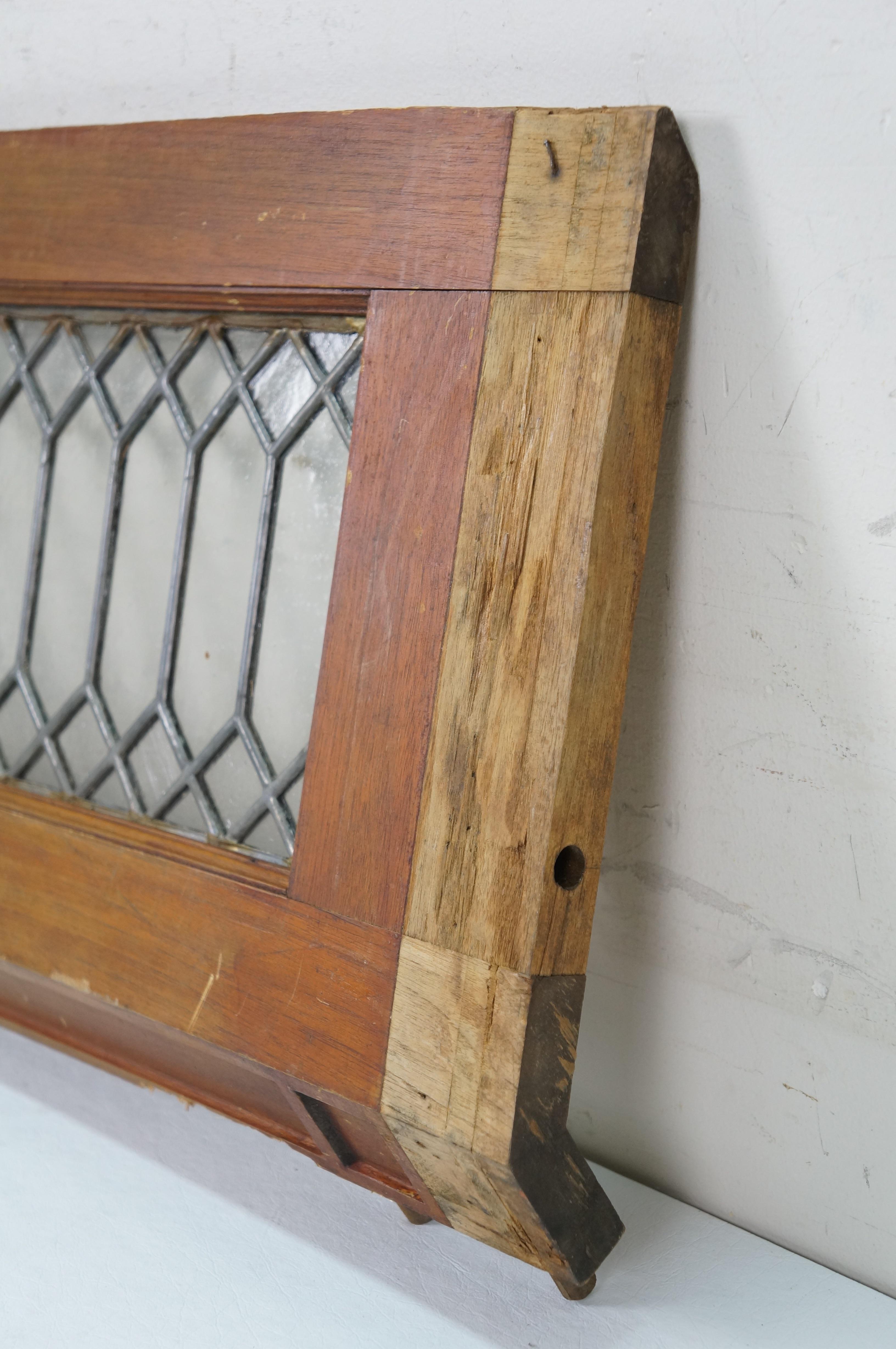 2 Antique Architectural Picket Fence Leaded Glass Transom Window Panels 24