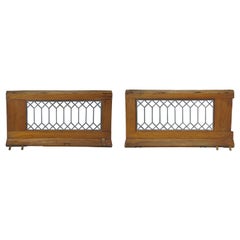 2 Antique Architectural Picket Fence Leaded Glass Transom Window Panels 24"