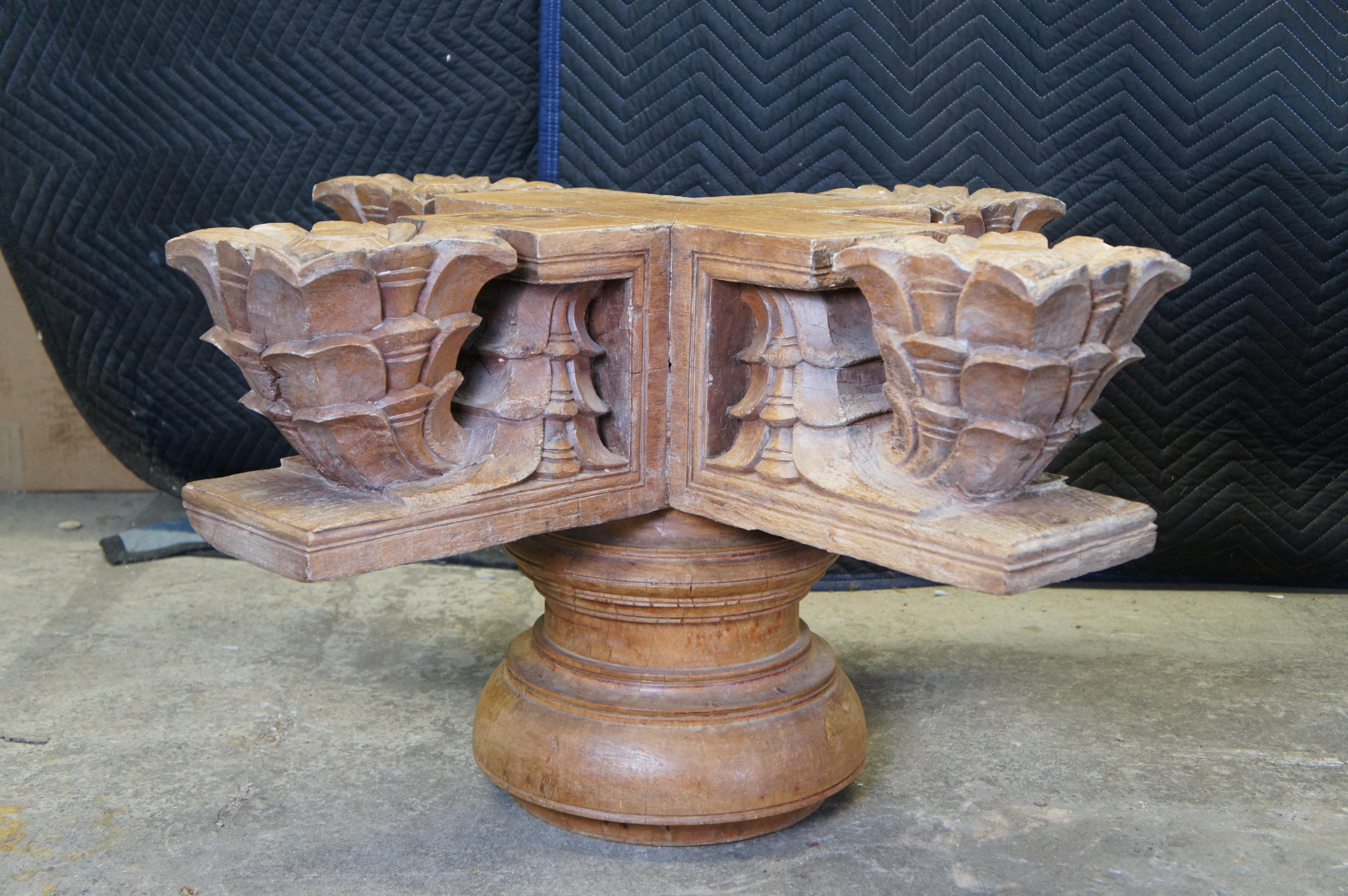 2 antike architektonische Couchtische aus aufgearbeitetem Teakholz mit dekorativem Tempelsockel aus Teakholz im Angebot 5