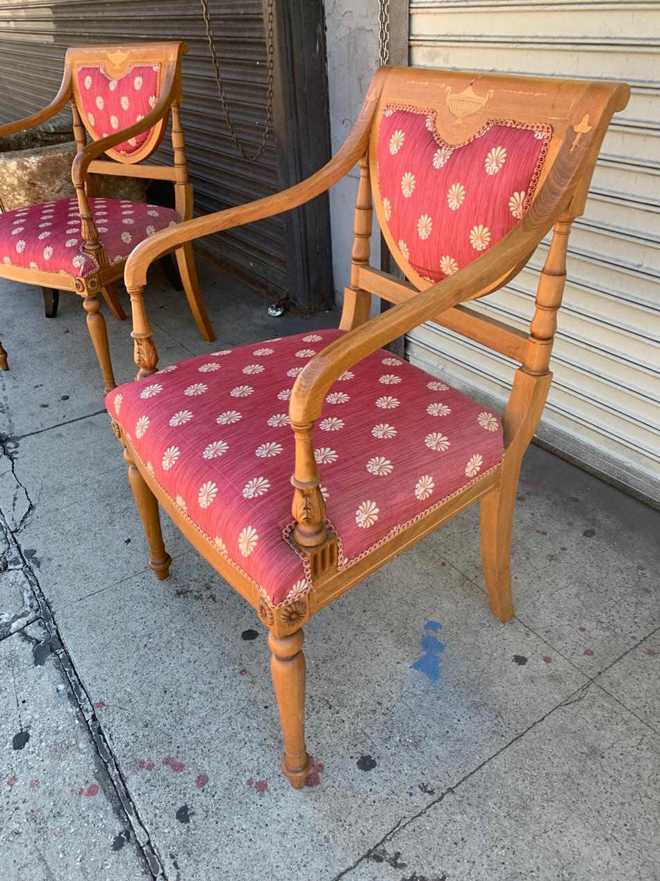 2 Antique Armchairs with Parquetry Inlay by Rossita For Sale 5