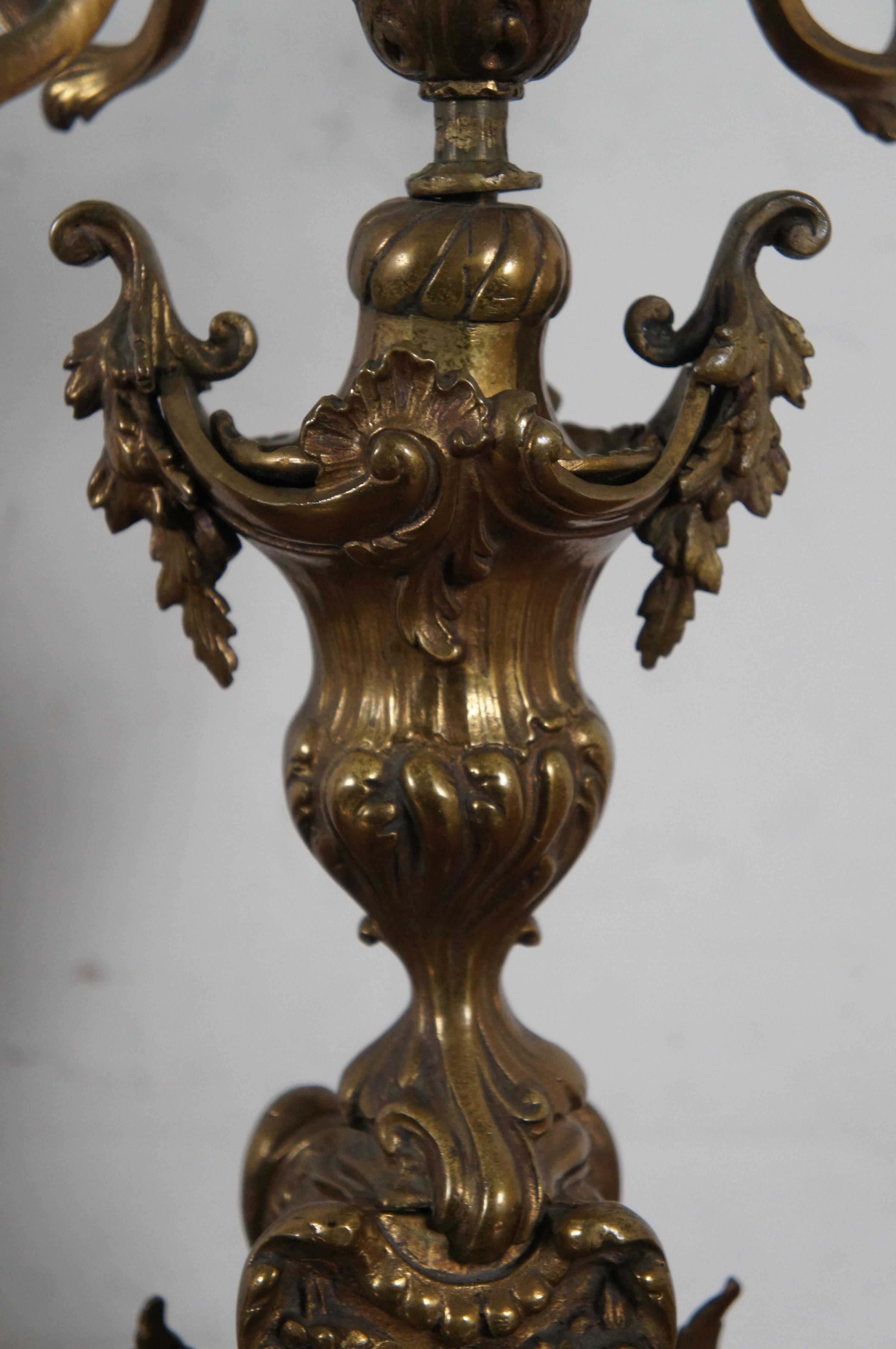 2 antike Barock-Kandelaber mit 4 Arm-Kerzenhaltern, konverted Lampen, 20