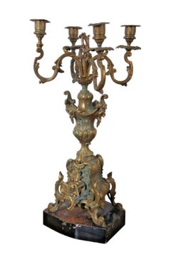 2 Antique Baroque 4 Arm Candelabras Candle Holders Converted Lamps 20"
