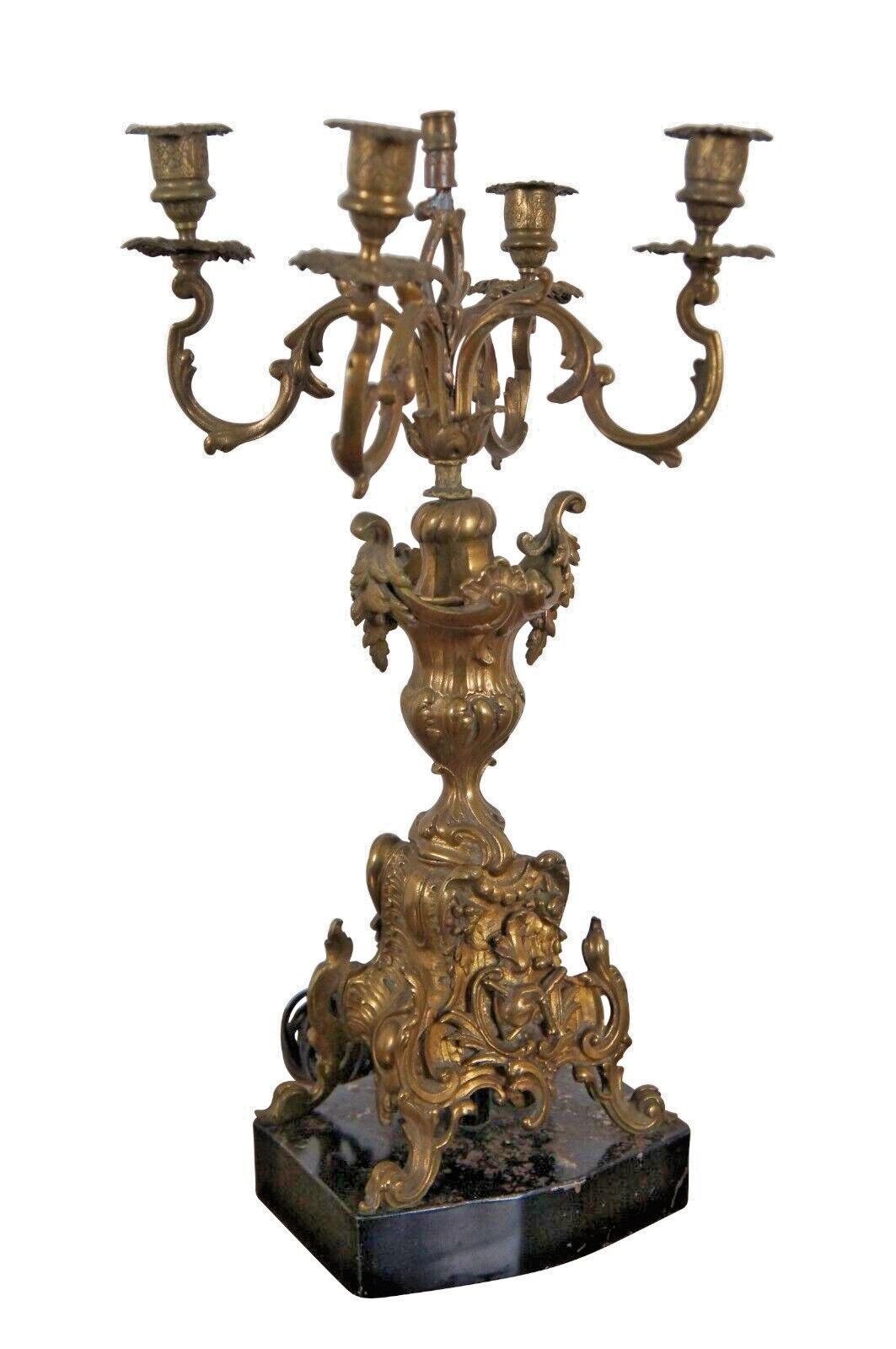 Baroque 2 Candélabres baroques anciens à 4 bras Porte-bougies convertis Lampes de 20 pouces en vente