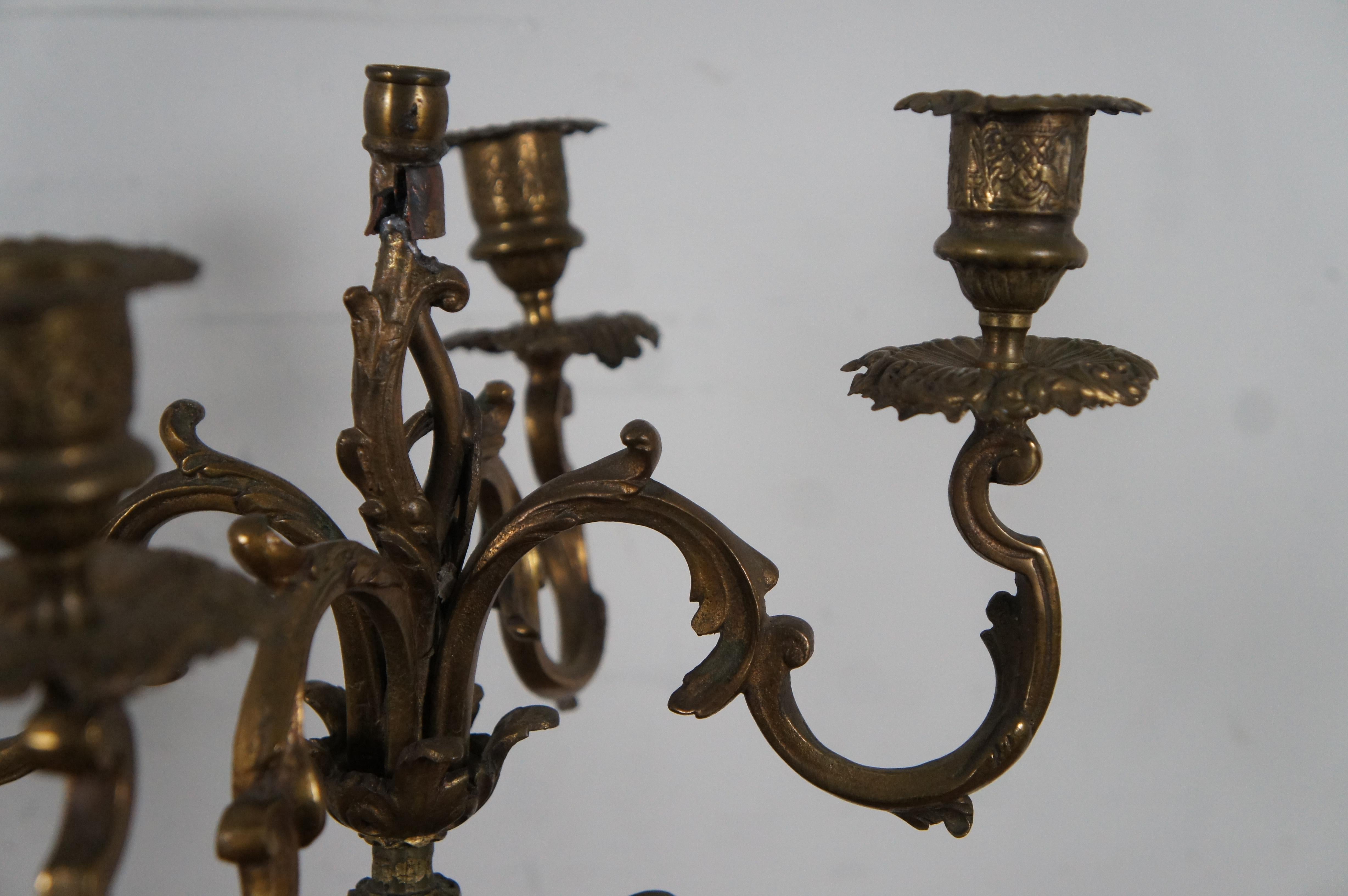 2 Candélabres baroques anciens à 4 bras Porte-bougies convertis Lampes de 20 pouces en vente 3