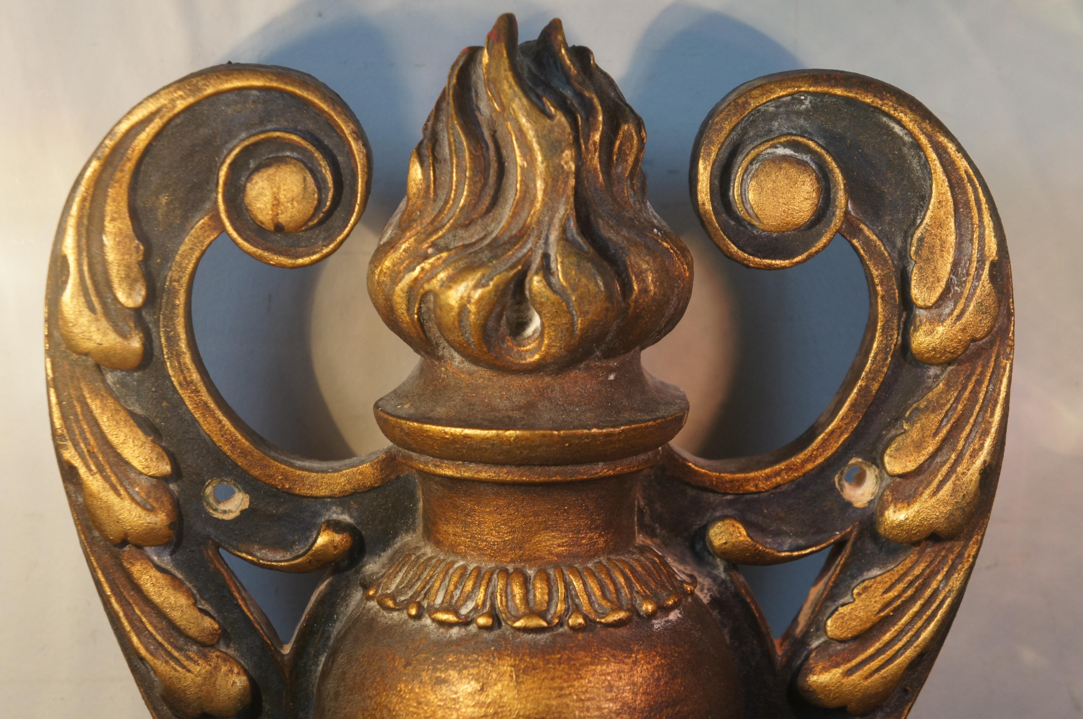 2 Antique Baroque Revival Neoclassical Carved Two Light Candelabra Wall Sconces For Sale 4