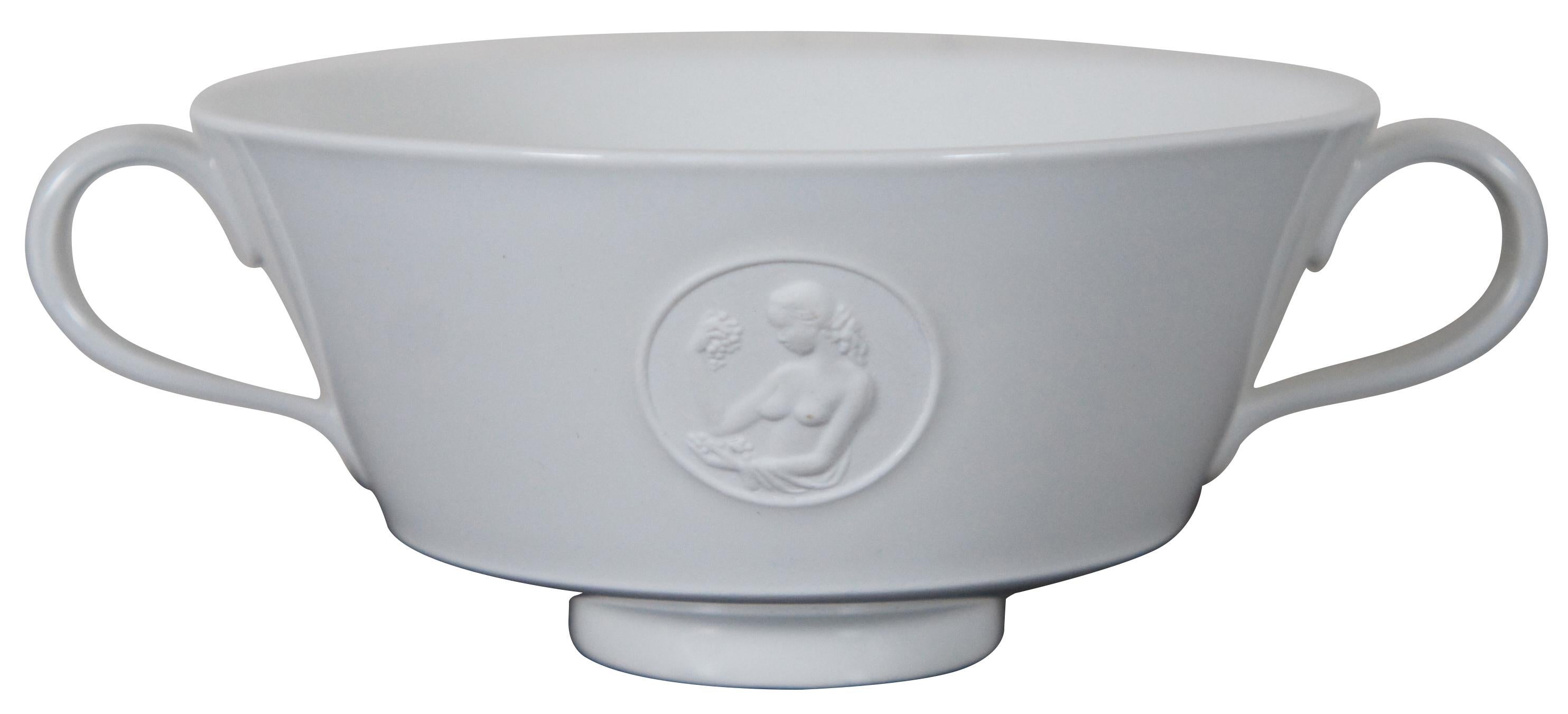 Neoclassical 2 Antique Berlin KPM Arkadia Bacchantes Porcelain Bouillon Soup Bowls Nude Cameo