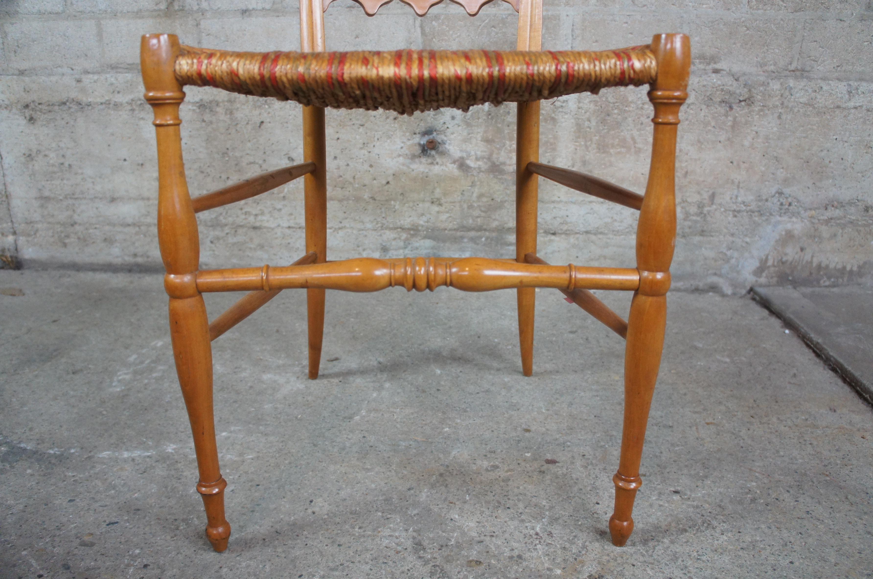 2 Antique Italian Chiavari Maple Parlor Dining Side Chairs Wicker Seat Liguarian 8