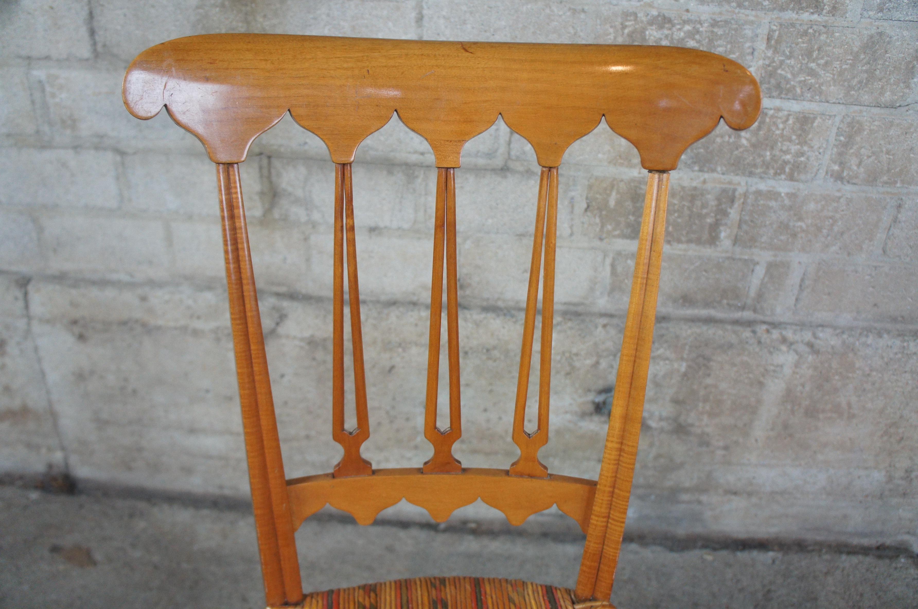 2 Antique Italian Chiavari Maple Parlor Dining Side Chairs Wicker Seat Liguarian 1