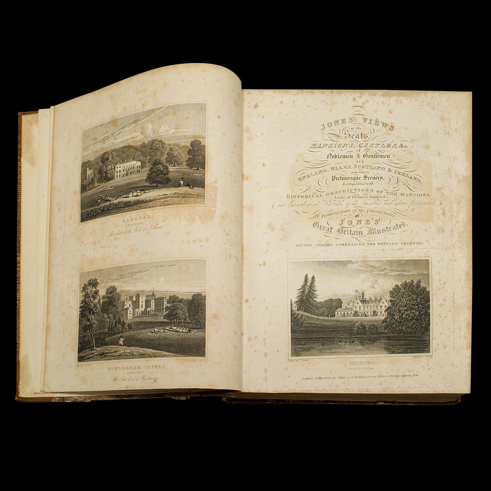 2 Antique Books, Jones' View of Seats, Mansions & Noblemen, English, Georgian For Sale 2