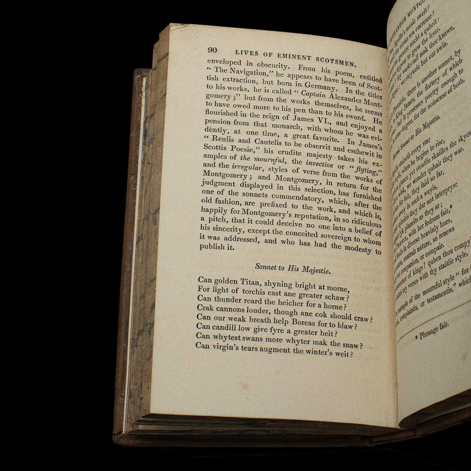 Papier 2 livres anciens The Lives of Scottish Poets, anglais, biographique, Regency en vente