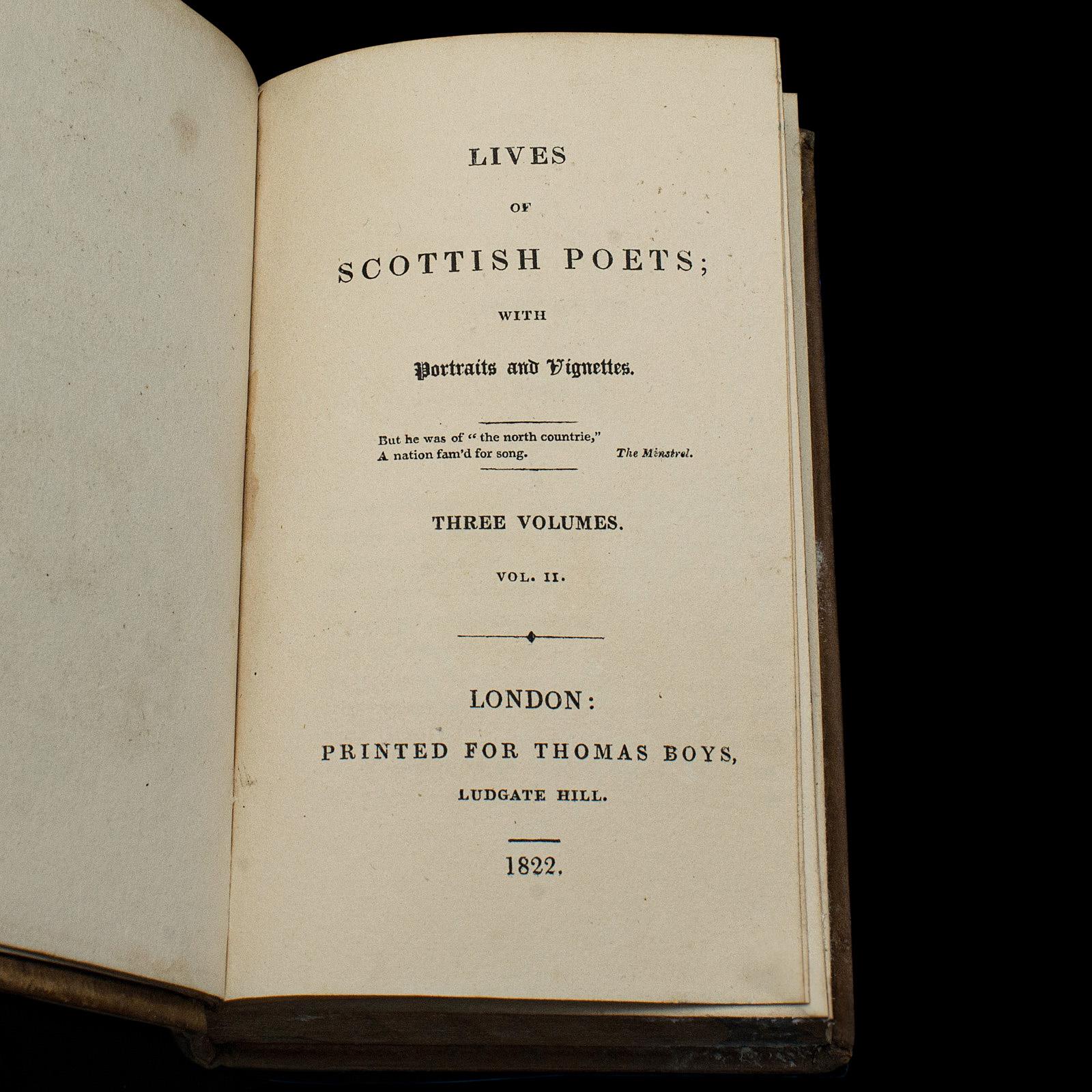 2 livres anciens The Lives of Scottish Poets, anglais, biographique, Regency en vente 3