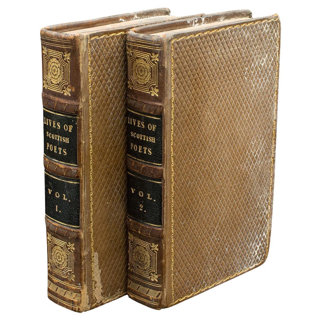 2 livres anciens The Lives of Scottish Poets, anglais, biographique, Regency en vente