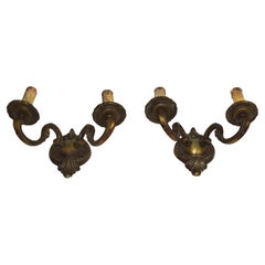 2 Antique bronze wall lamps in Baroque style