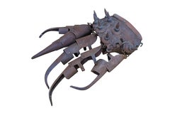 2 Antique Cantonese Tiger Claw Armored Metal Combat Spiked Gloves Chinoiserie