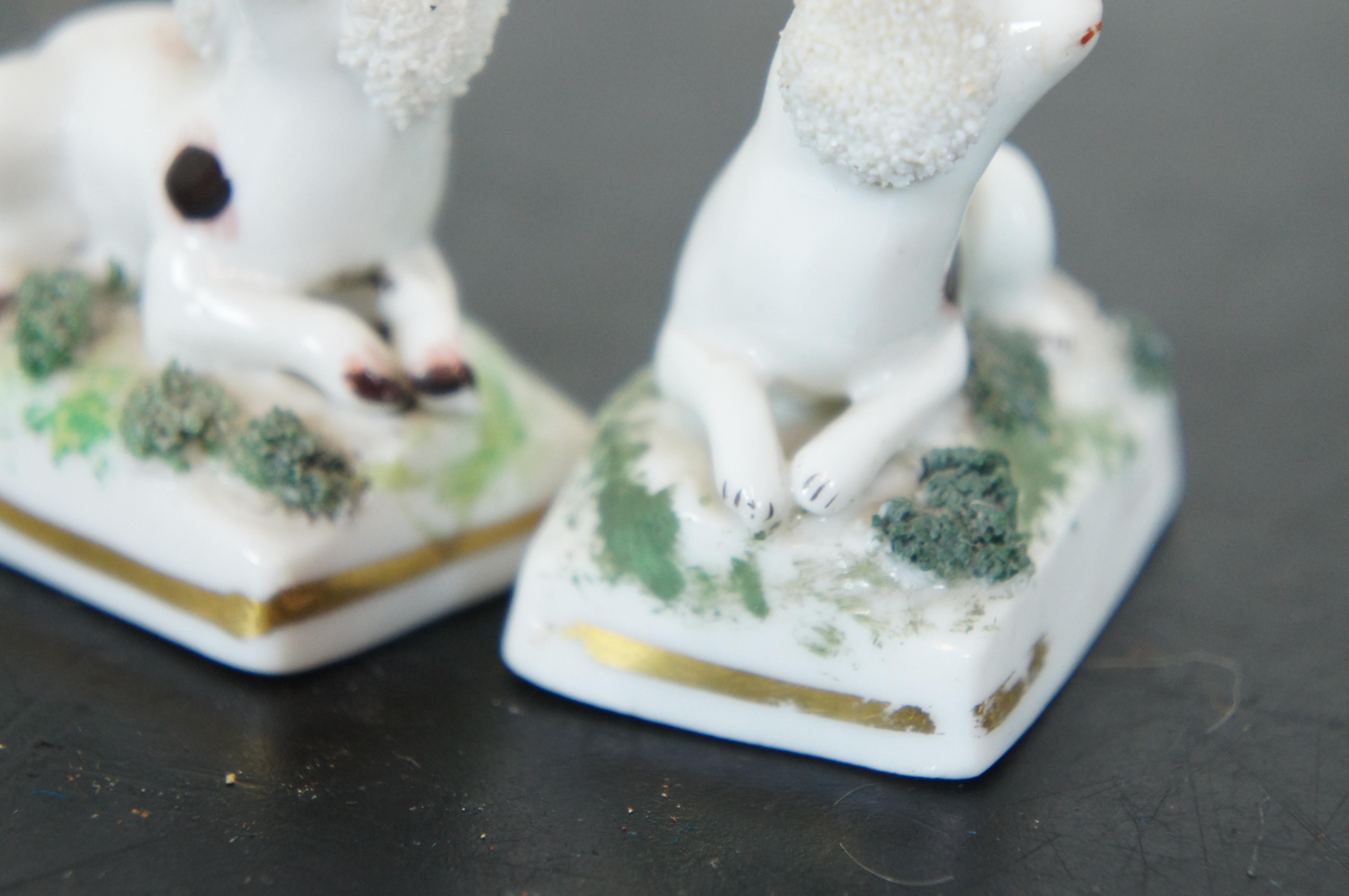 2 Antique Chelsea Porcelain Staffordshire Miniature Confetti Spaniel Dog Anchor For Sale 5