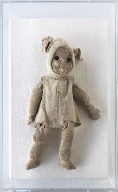 2 Antique Childhood Dolls in Plexiglass Shadow Boxes