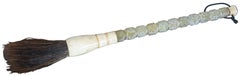 2 Antique Chinese Carved Jade Calligraphy Brushes Horsehair Bristiles